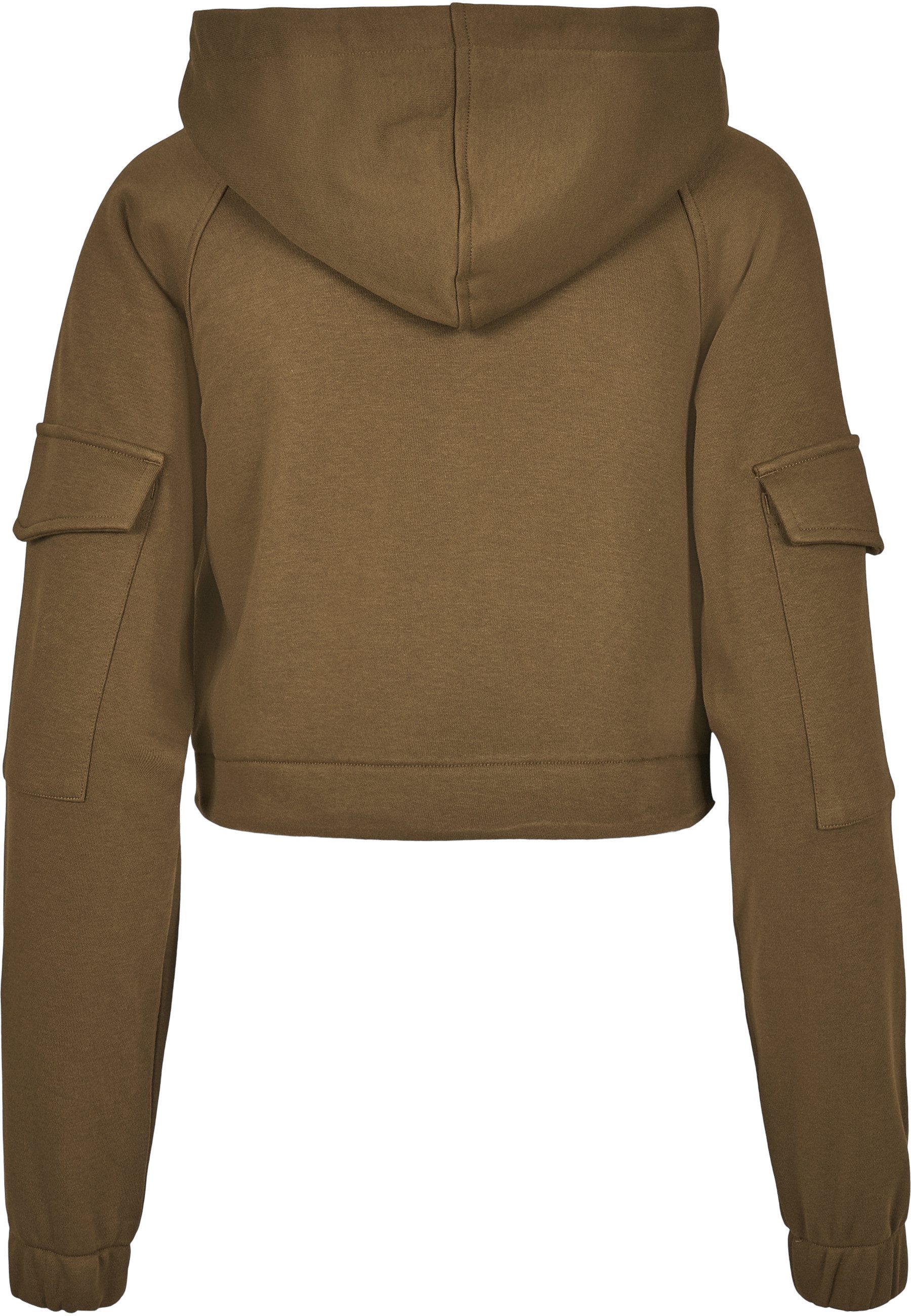 URBAN CLASSICS Rundhalspullover Urban Classics Damen Ladies Short Worker Hoody (1-tlg)
