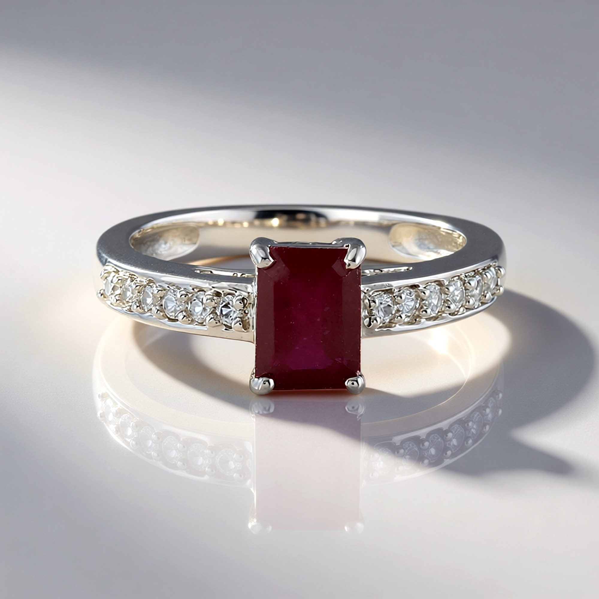 Cavill Silberring Madagaskar Rubin 1,34 ct Silberring, 925 Sterling, platin. (1-tlg)