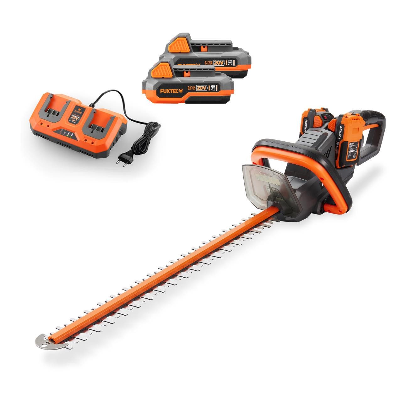 FUXTEC Akku-Heckenschere FX-E2HSSET, 40V Akku Heckenschere, 61cm, Heckentrimmer