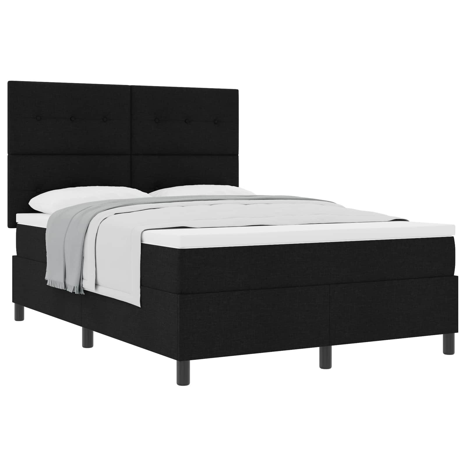 Bett Boxspringbett mit Kopfteil Schwarz 160 x 200 cm Stoff