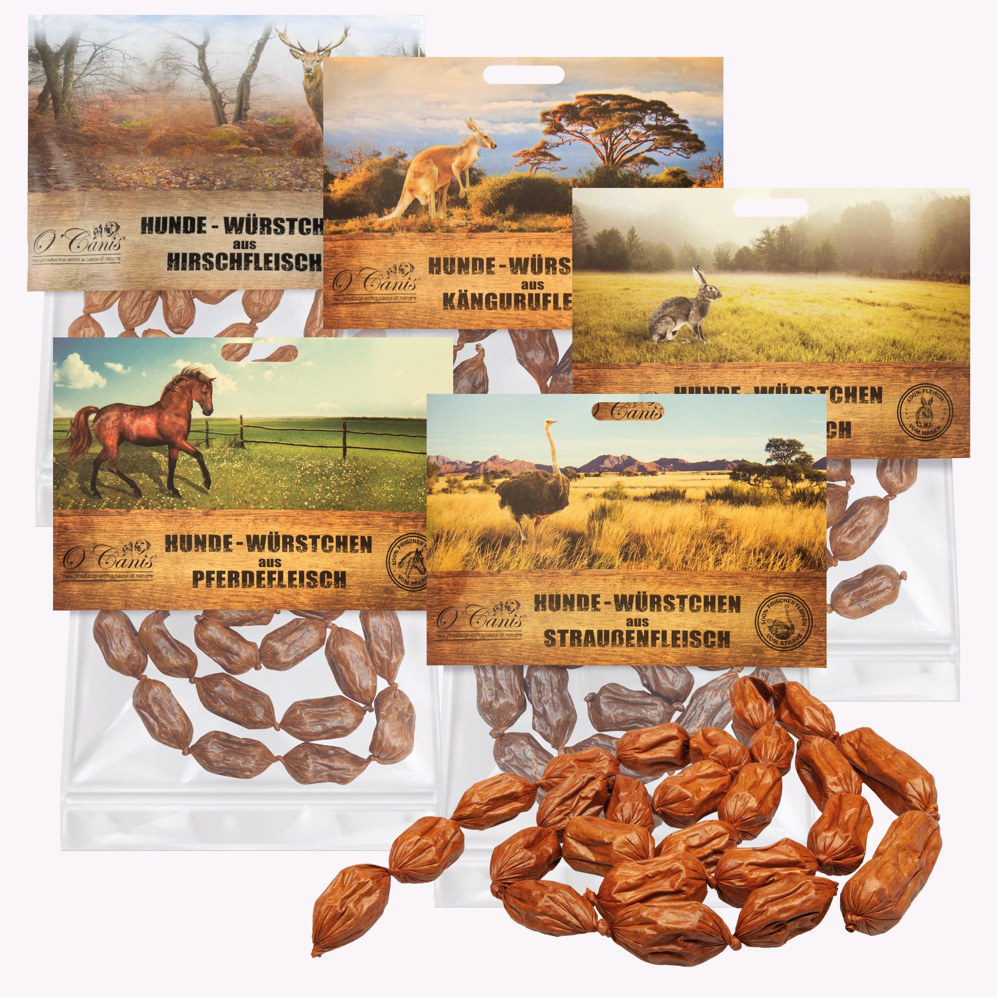 O Canis O Canis Premium Hundewürstchen - 5 Sorten zur Auswahl Set - alle Sorten, Snack für: Hunde, Getreidefrei, Mono Protein