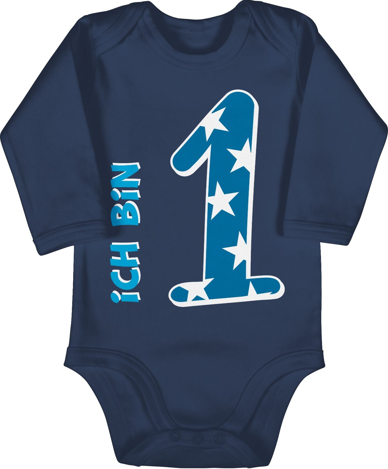 Shirtbody Ich bin eins Blau Junge Erster