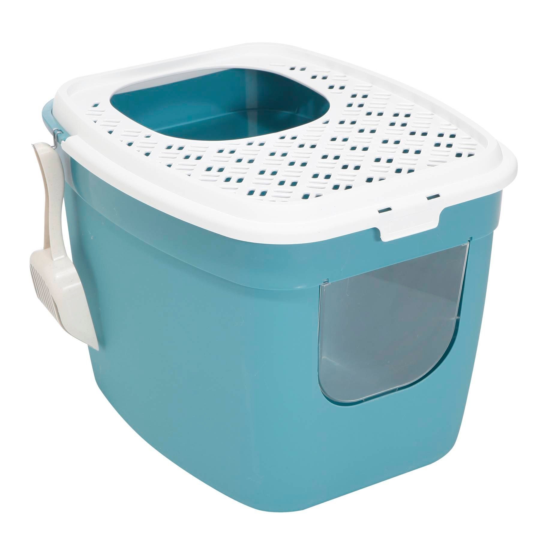 Katzentoilette Katzentoilette Katzenklo mit 54 x 44 x 41 cm Türkis-Weiß