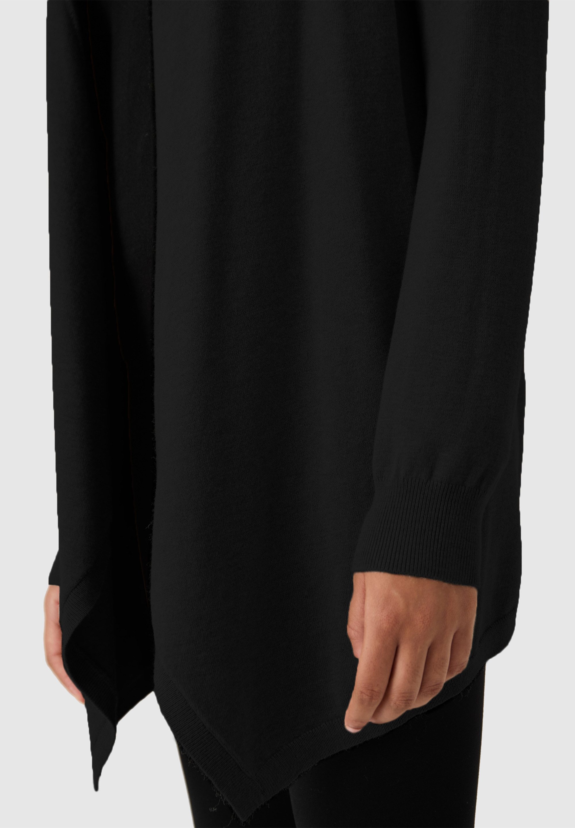 Les Lunes Strickjacke Liia Elegant, Wasserfallausschnitt, Hüftlang, ohne Verschluss, lange Ärmel