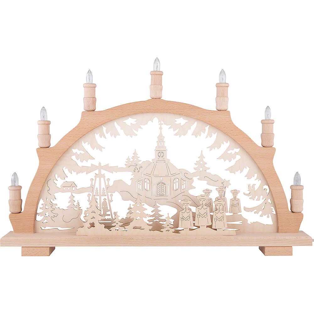 Lenk und Sohn Schwibbogen Schwibbogen Seiffener Kirche (57x38cm) von Kunstgewerbe Lenk & Sohn