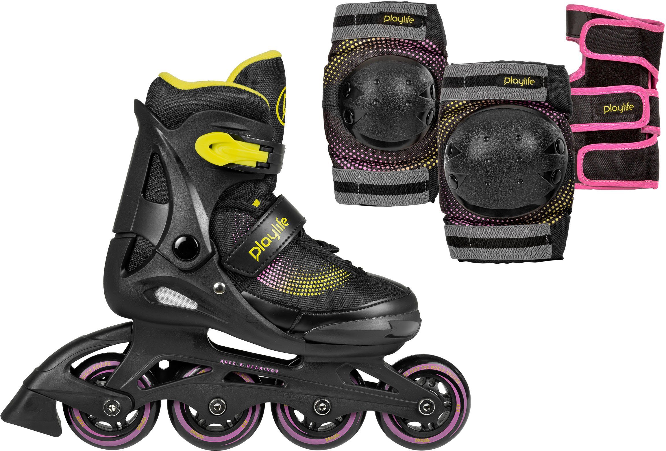 Playlife Роликовые коньки Playlife Joker, (Set), mit Schutz Set bestehend aus Knie-, Ellenbogen-, Handgelenkschützern