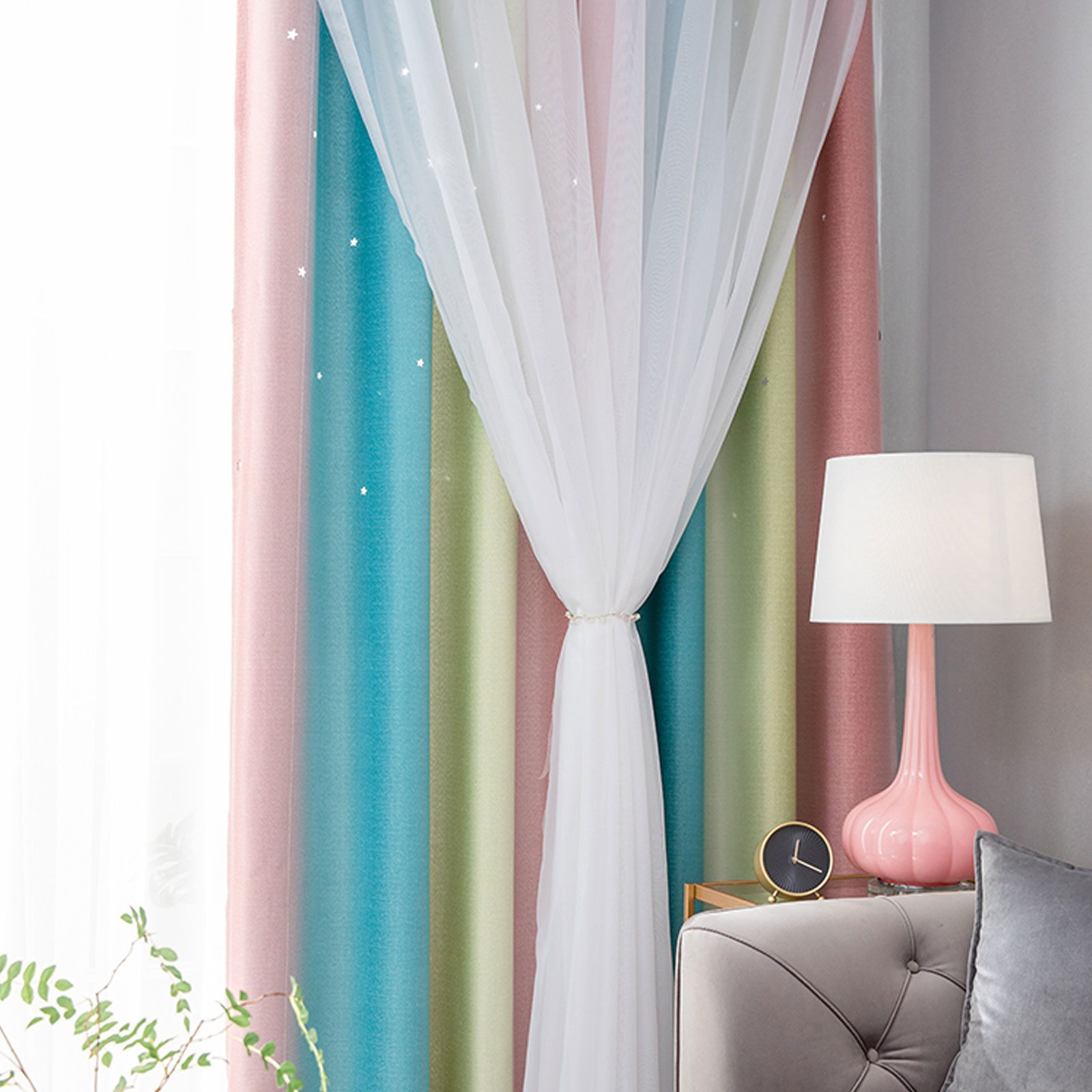 REDOM Verdunkelungsvorhang 2er Voile Farbverlauf Curtains Vorhang set (2 St günstig online kaufen