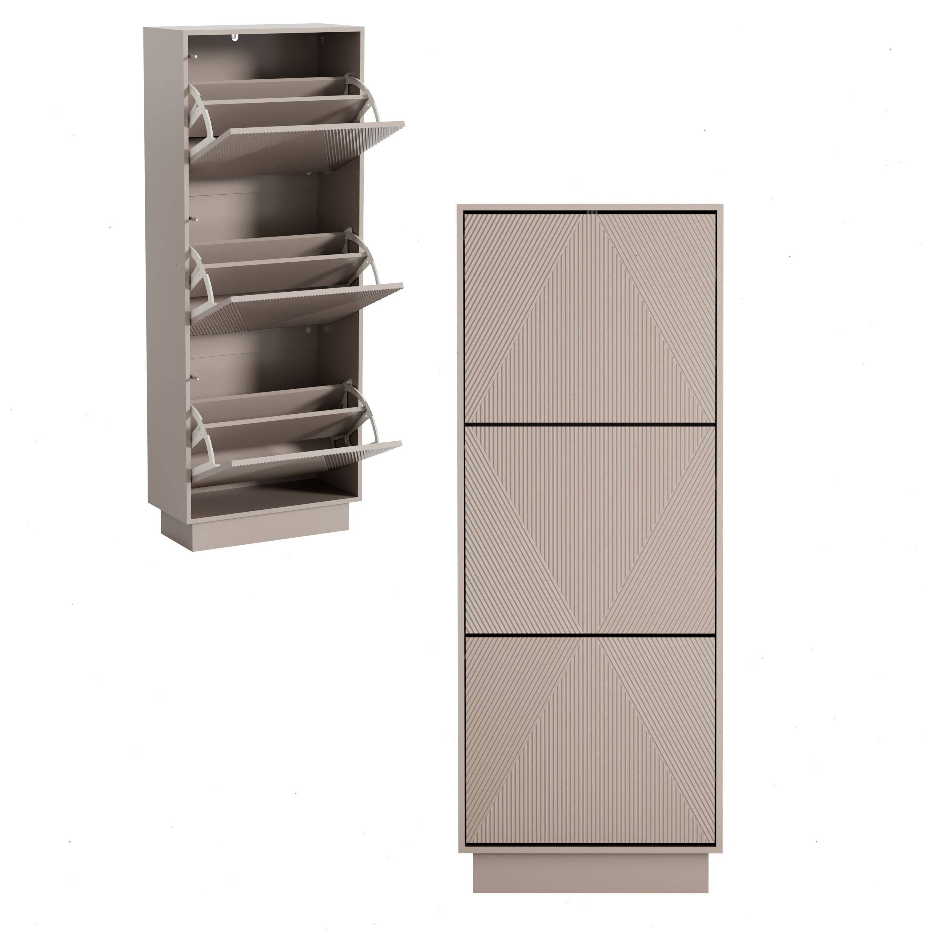 UEV Schuhschrank mit 3 Klappen Schuhregal hoch schmal (Schuhkommode,Anti-Ki günstig online kaufen