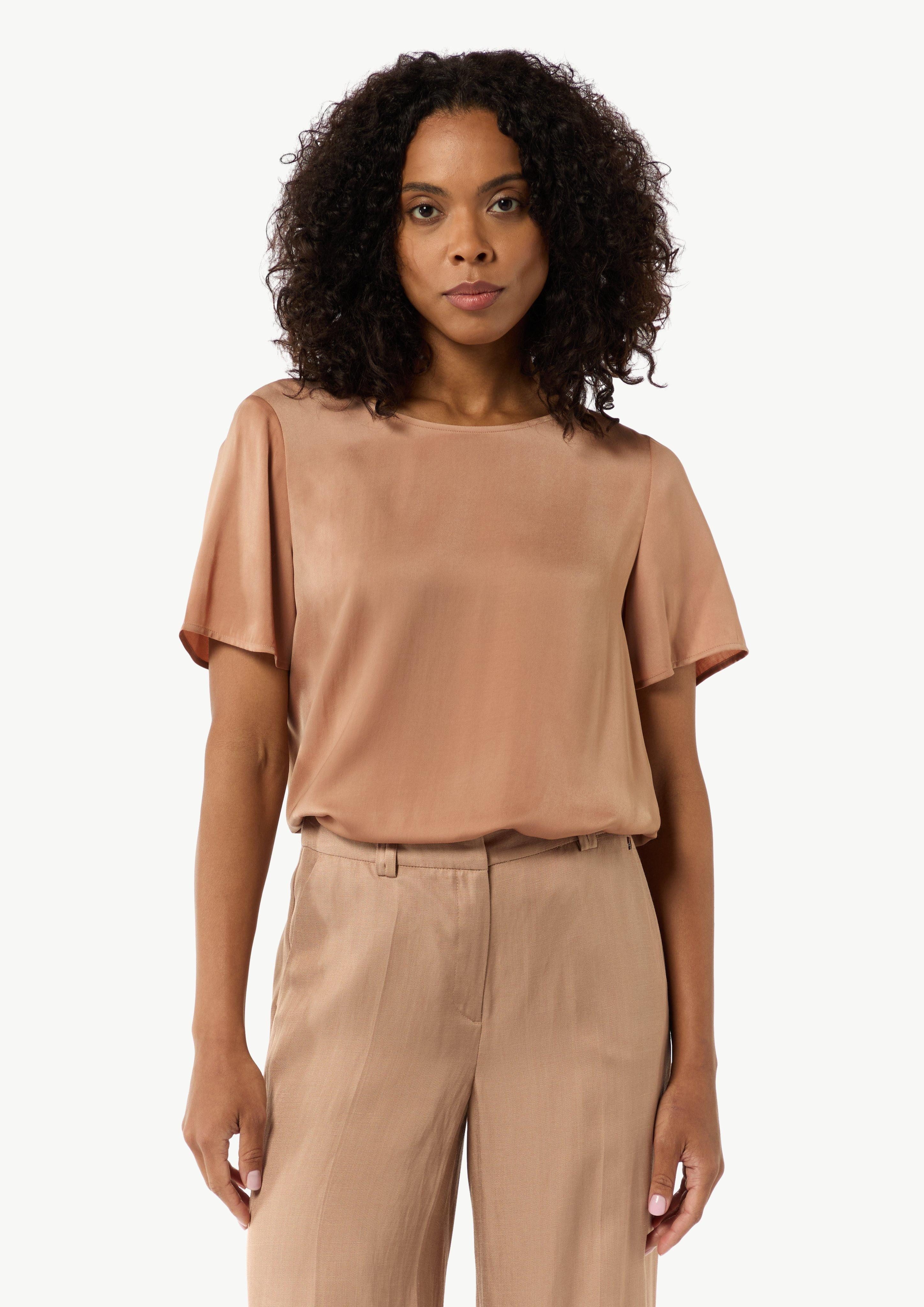 Kurzarmbluse Fließendes Shirt aus Satin im Relaxed Fit