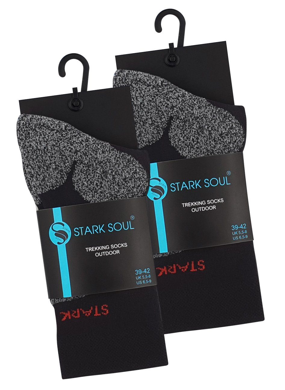 Stark Soul® Wandersocken 2 Paar schwarz eingewebtes Logo Wandersocken, Trekking Outdoor (2 - Hiking Socken Paar)