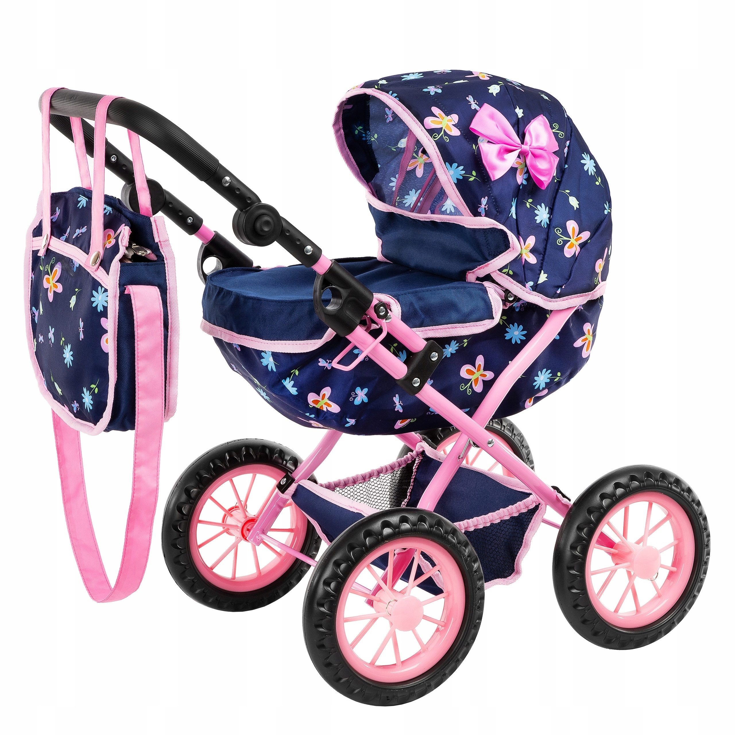 kinderplay Kombi-Puppenwagen Puppenwagen mit Tasche – verstellbar – Spielspaß für Kinder