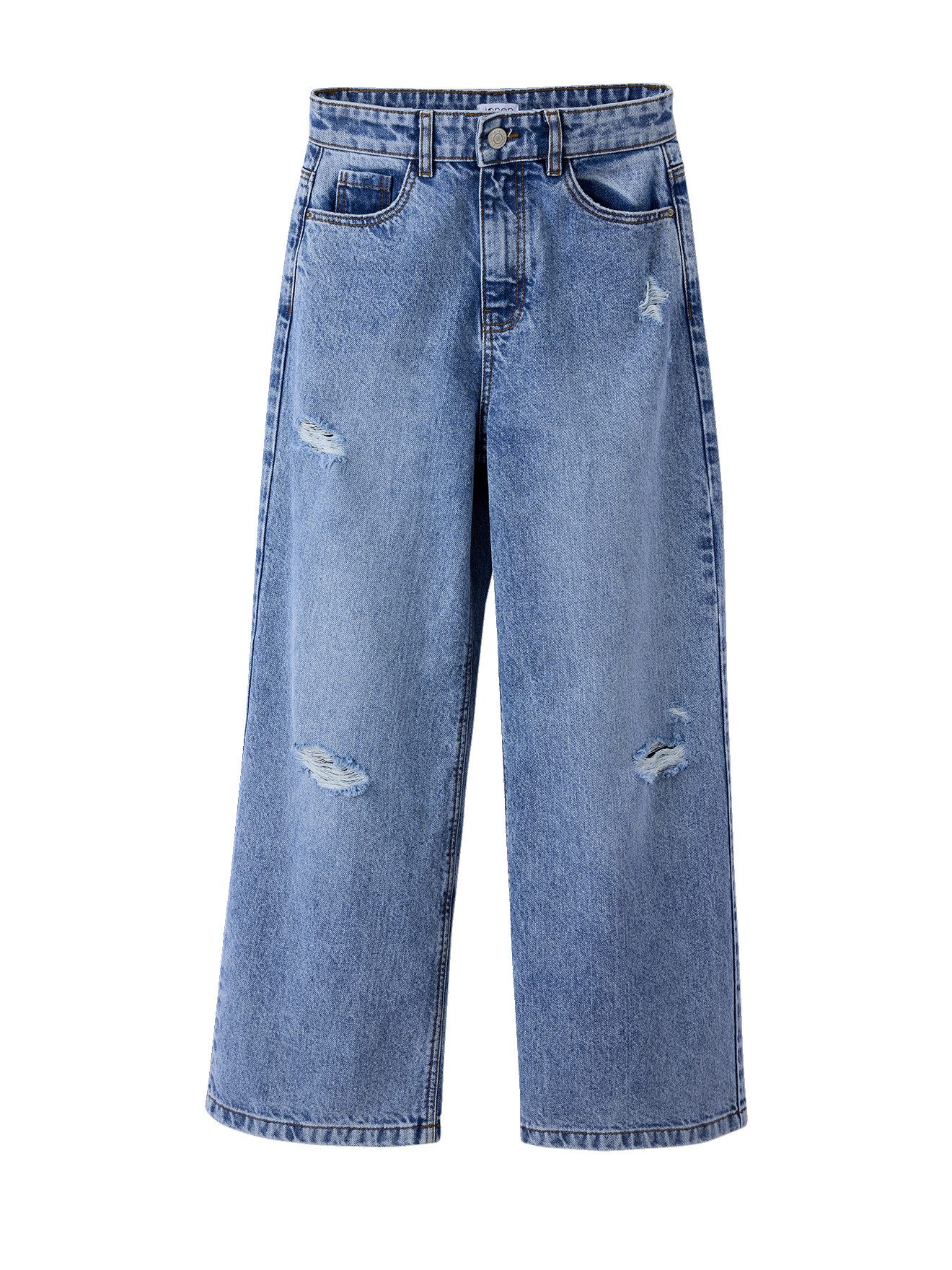 jonen 7/8-Caprijeans Mädchen Loose-Fit-Jeans mit Used-Effekt