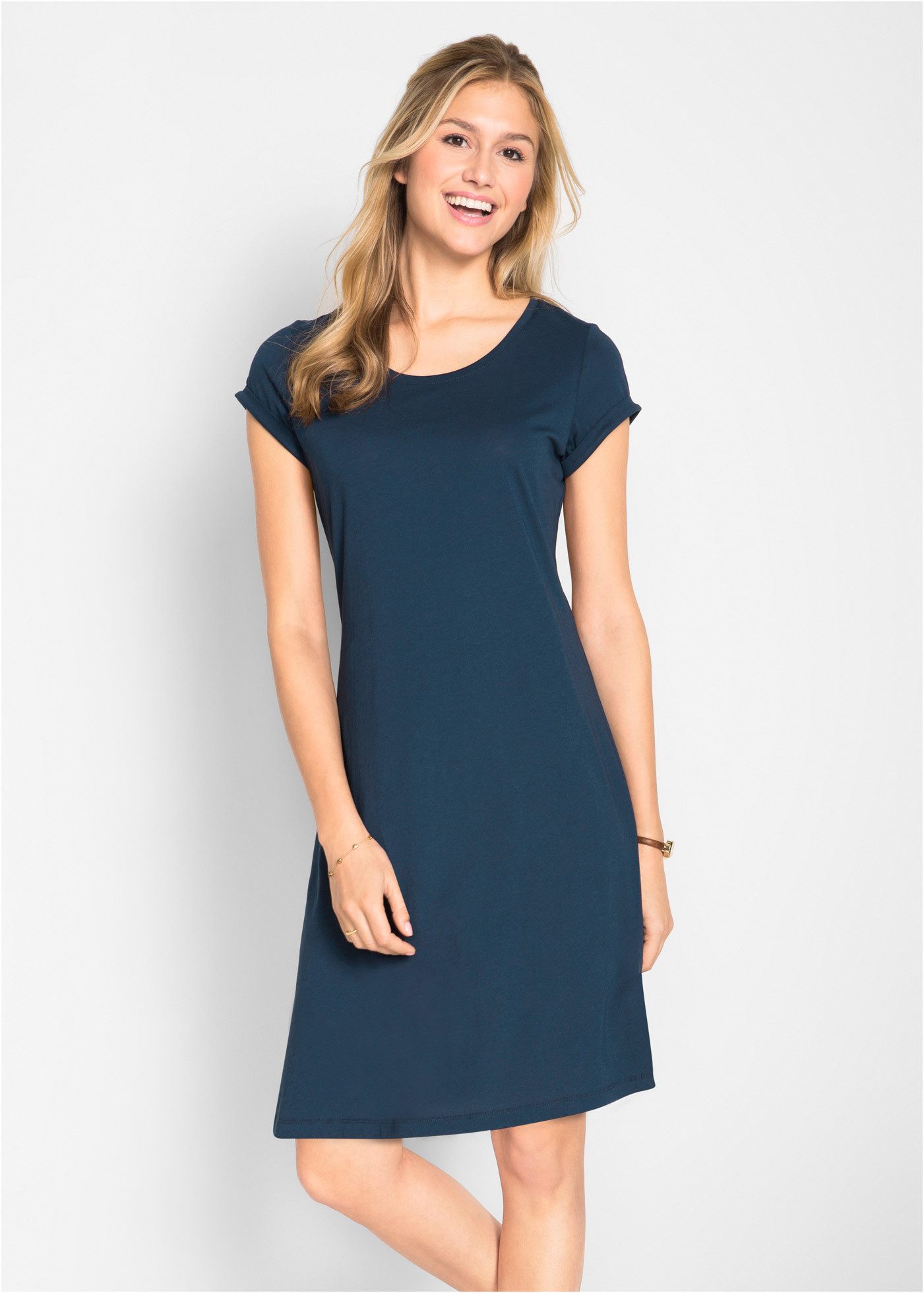 bonprix Shirtkleid für warme Tage, aus reiner Baumwolle, taillierte Passfor günstig online kaufen
