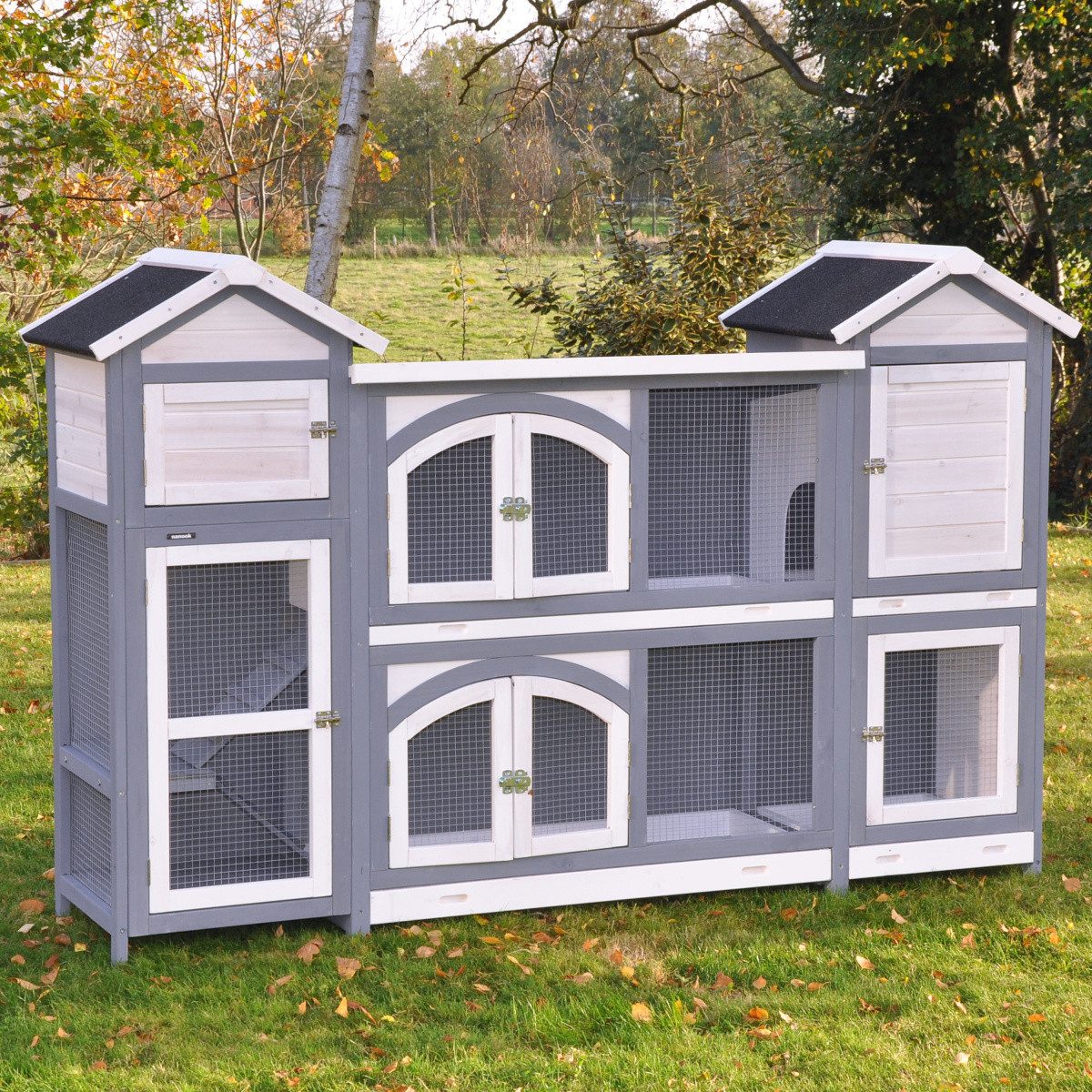 nanook Kleintierkäfig XXL Kleintierstall grau weiß 189x43x127 cm günstig online kaufen