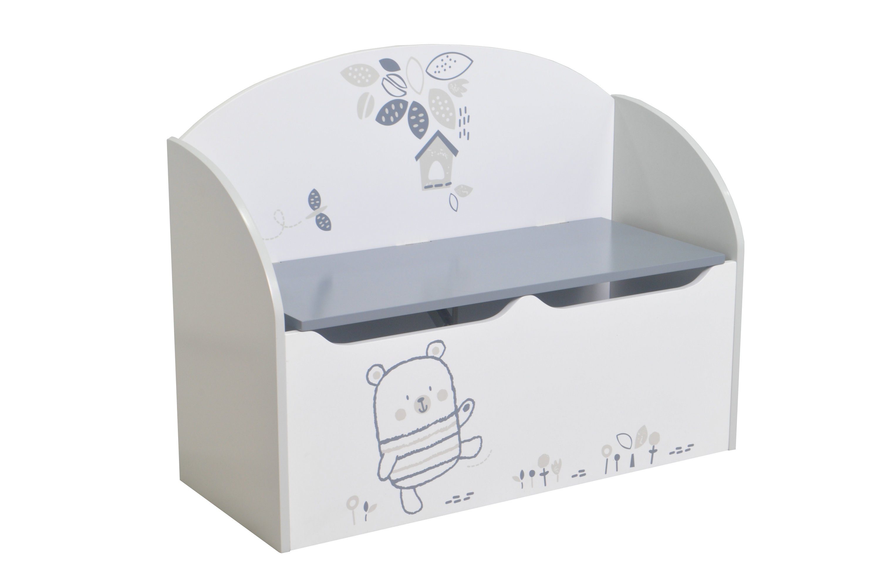 Frei Box Kindertruhe in habeig weiß cm, Kindersitzbank Toy MDF Truhenbank 69x29x54 stellbar den Raum