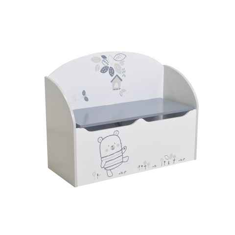 habeig Truhenbank Kindersitzbank Kindertruhe Toy Box MDF weiß 69x29x54 cm, Frei in den Raum stellbar