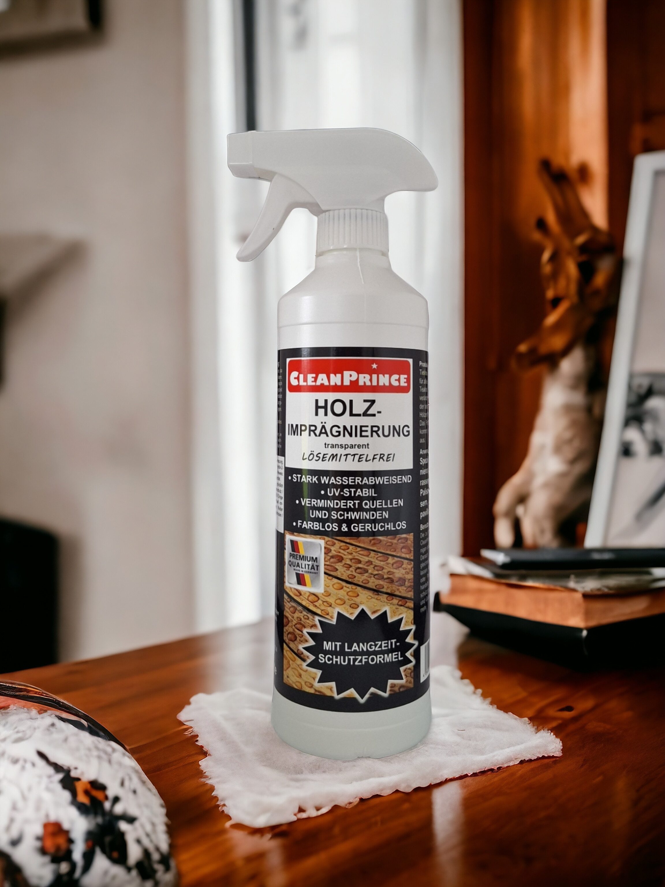CleanPrince Holz-Imprägnierung farbloses Imprägniermittel Imprägnierspray, Made in Germany