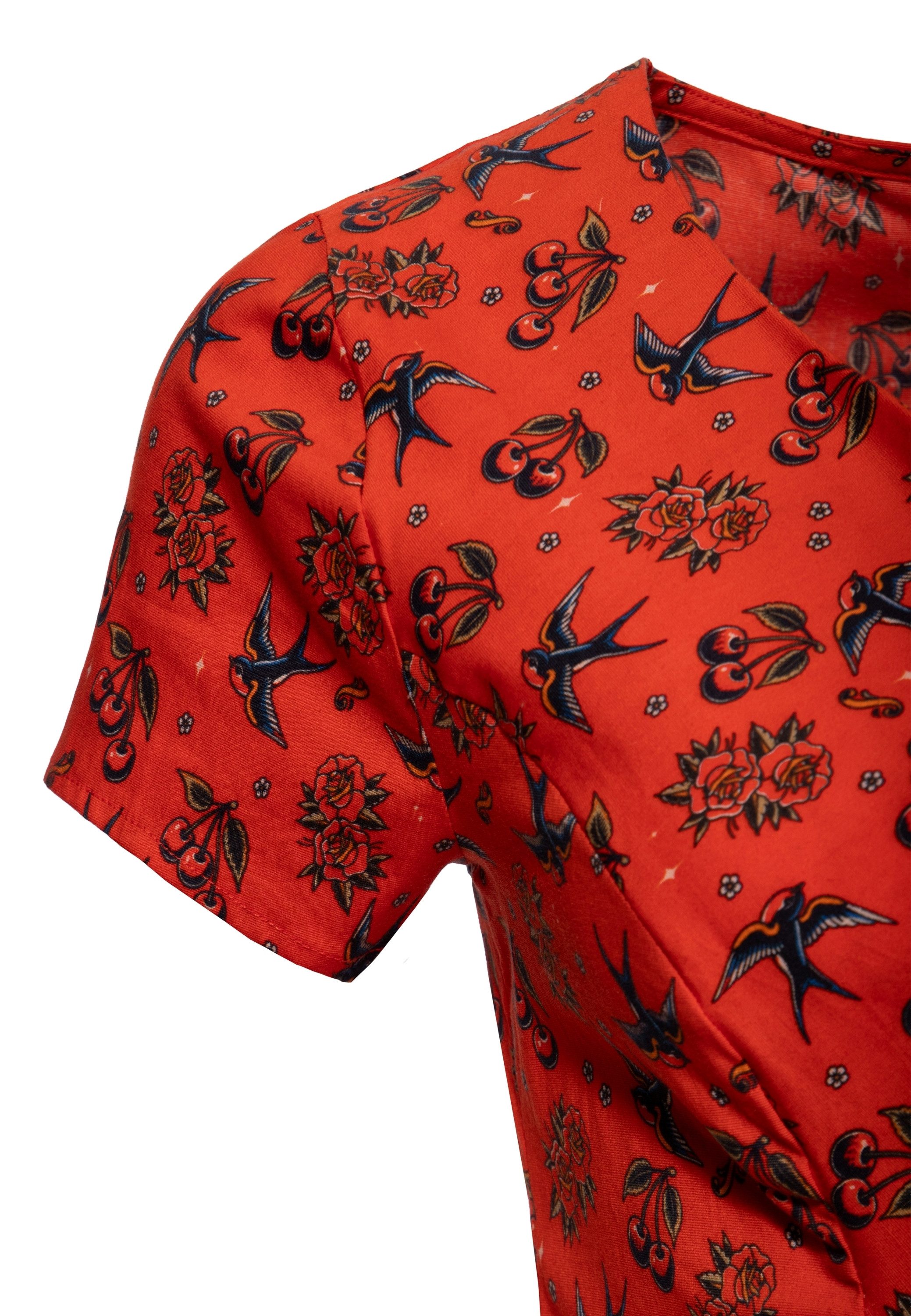 QueenKerosin Etuikleid Cherries & Roses (1-tlg) mit Allover-Print