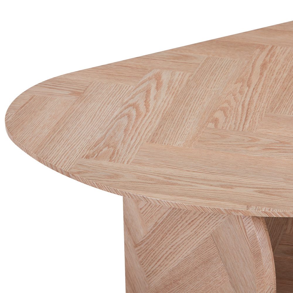HOME DELUXE Couchtisch Oval LIARA - 120 x 42 x 70 cm, mit Fischgräten Muster, Sofatisch, Wohnzimmertisch, Wohnzimmer