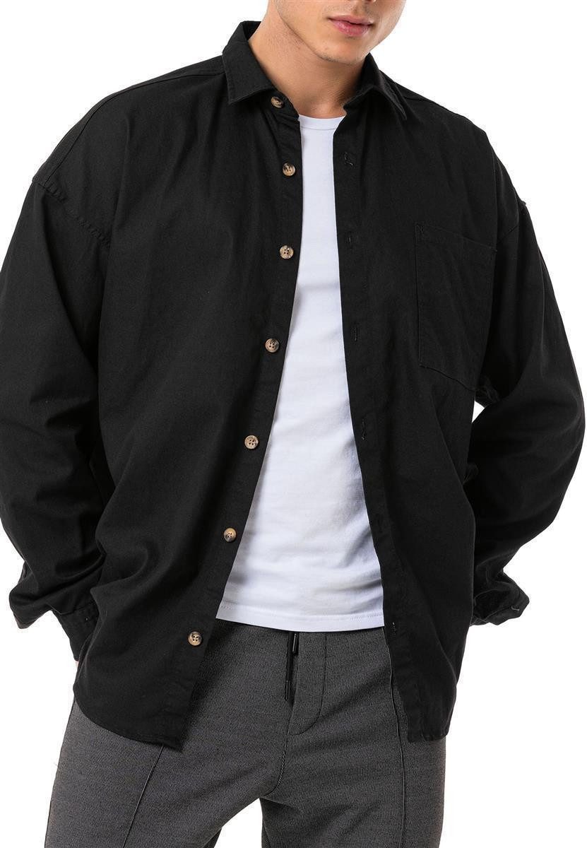 RedBridge Jeanshemd Oversized aus Baumwolle mit Brusttasche Casual günstig online kaufen