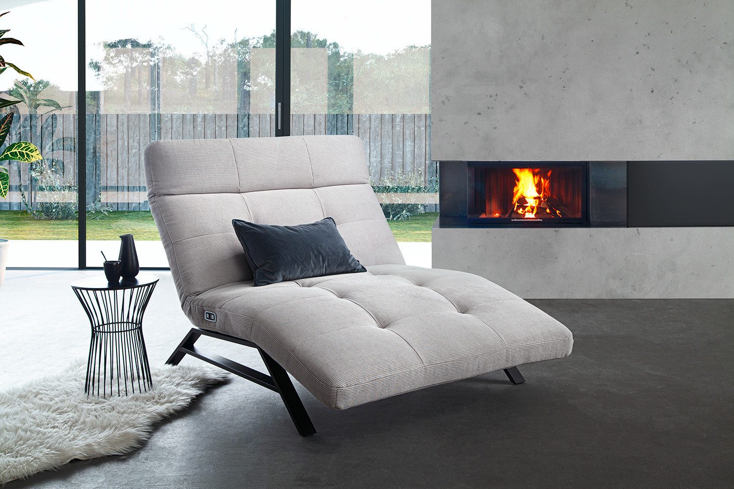 KAWOLA Relaxliege AMERIVA, motorisch Feincord verschiedene Farben 120x158 cm