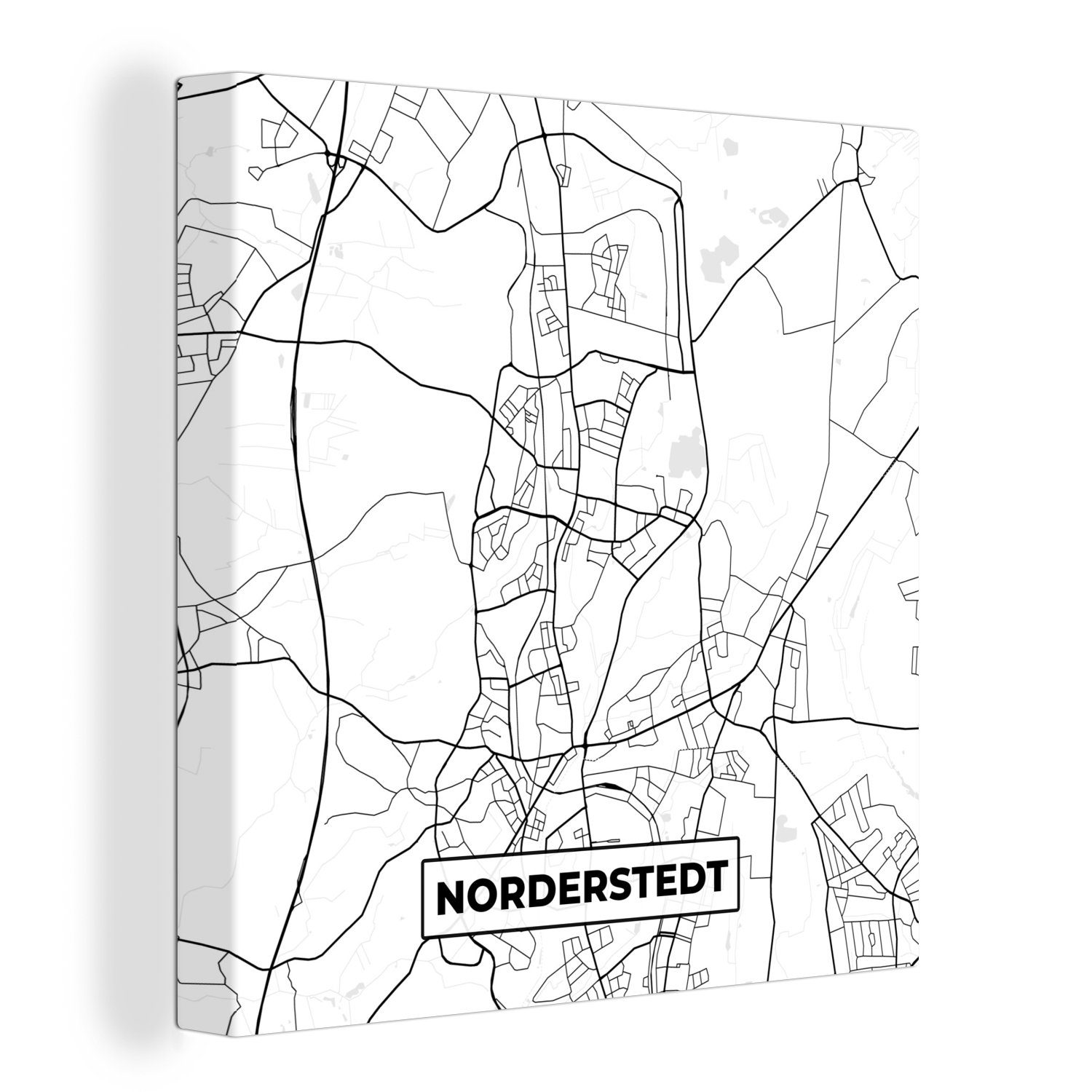 OneMillionCanvasses® Leinwandbild Karte - Norderstedt - Karte - Stadtplan, (1 St), Leinwand Bilder für Wohnzimmer Schlafzimmer