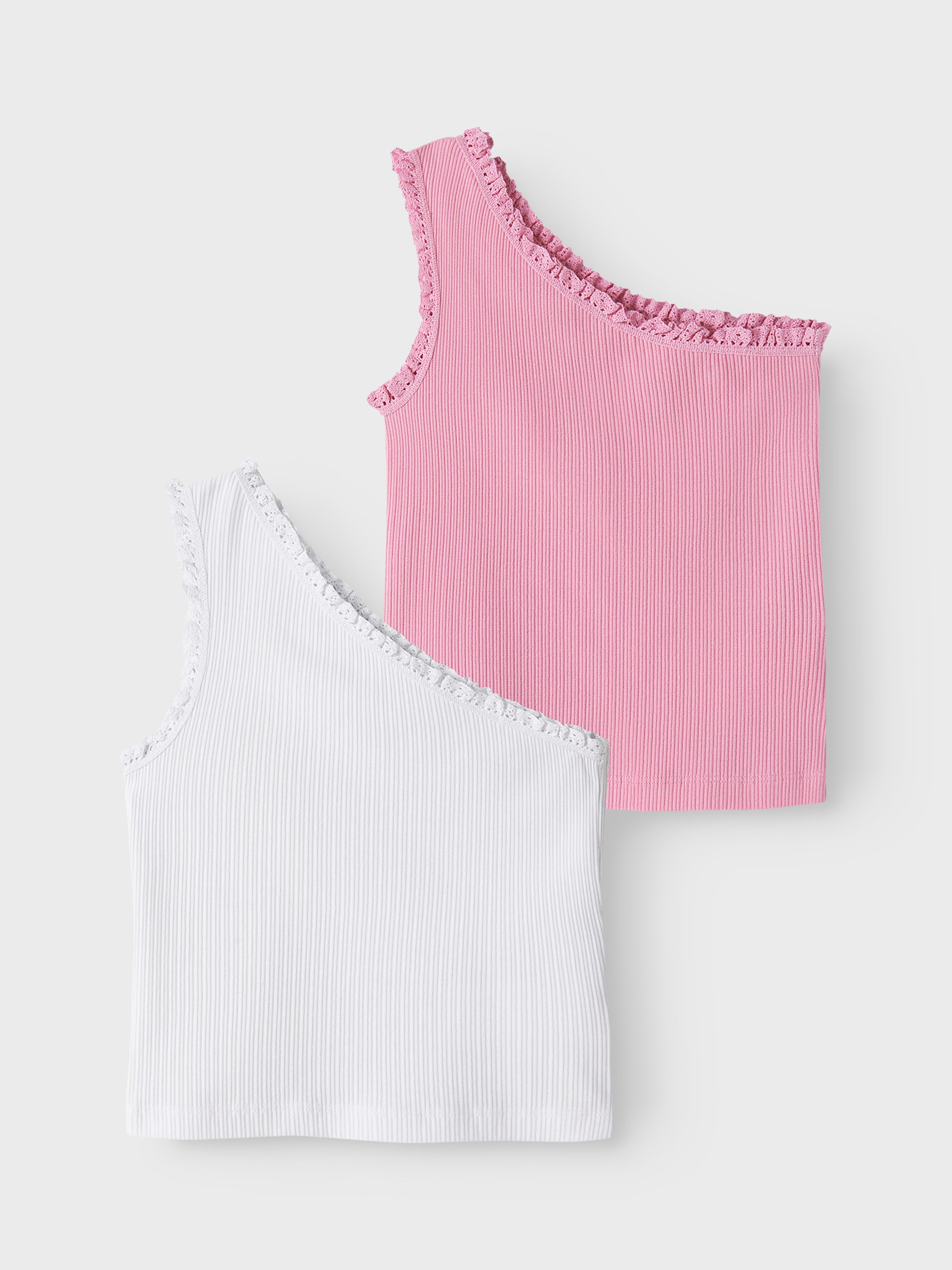 Name It One-Shoulder-Top NKFJABINA ONESHOULDER SHORT TOP 2P (Packung, 2-tlg) Baumwollmischung, slim fit