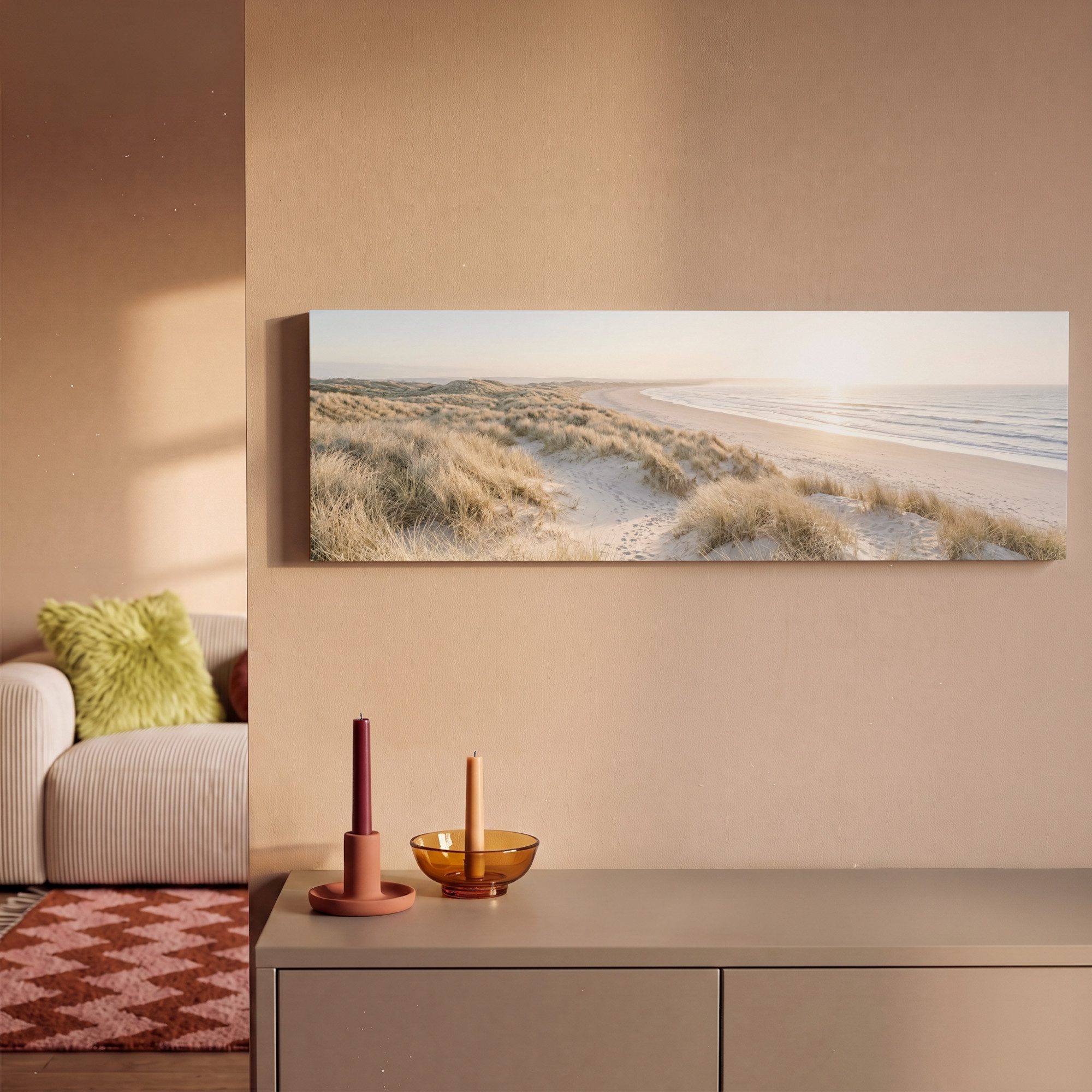 OneMillionCanvasses® Leinwandbild Panorama Dünen - Strand - Beige, Fotodruck (1 St), Wandbild, Deko Schlafzimmer Wohnzimmer Flur 60x20 cm – Bild 2 von 5