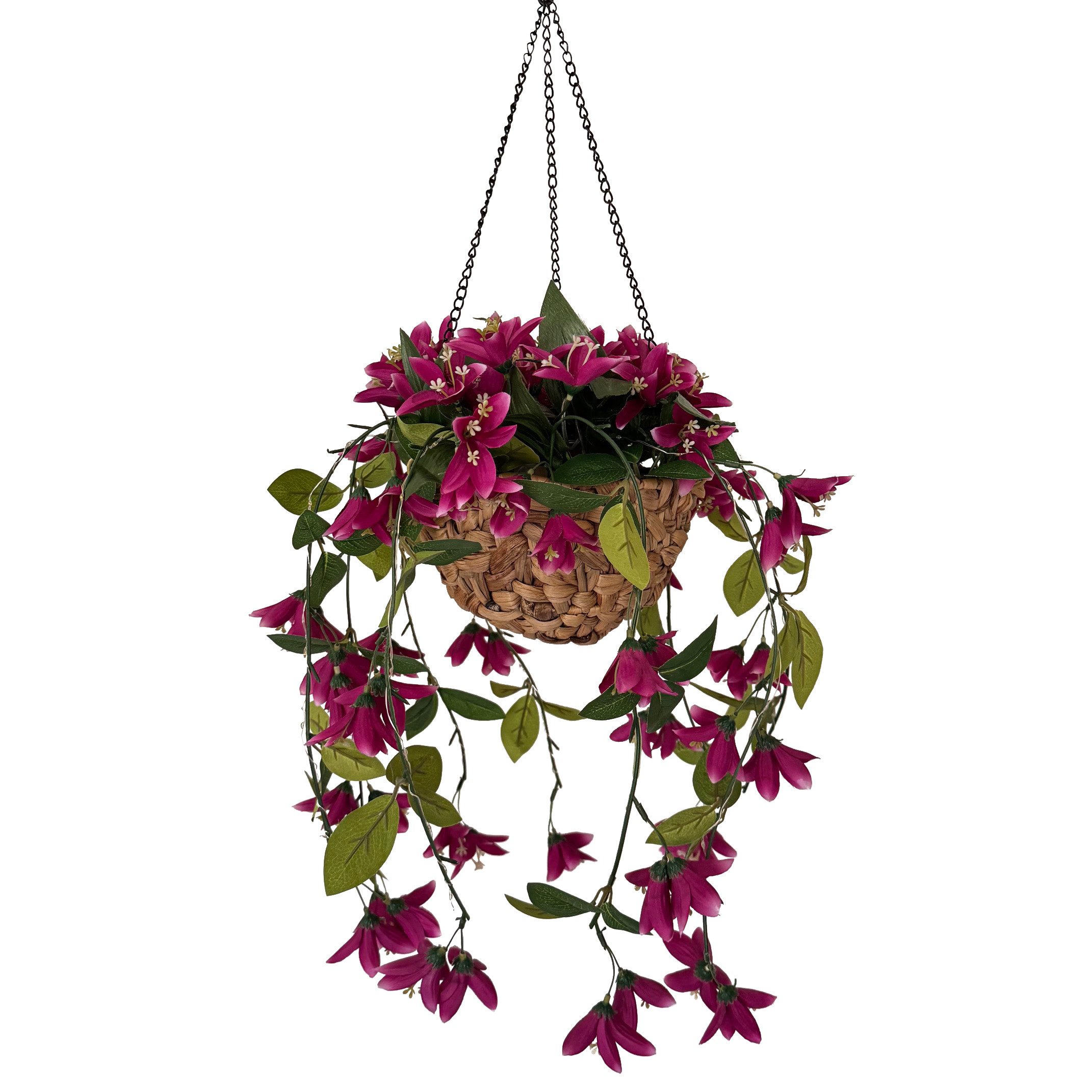 Künstliche Zimmerpflanze mit LED-Lichterkette & Timer - Kunstblumen im Korb günstig online kaufen