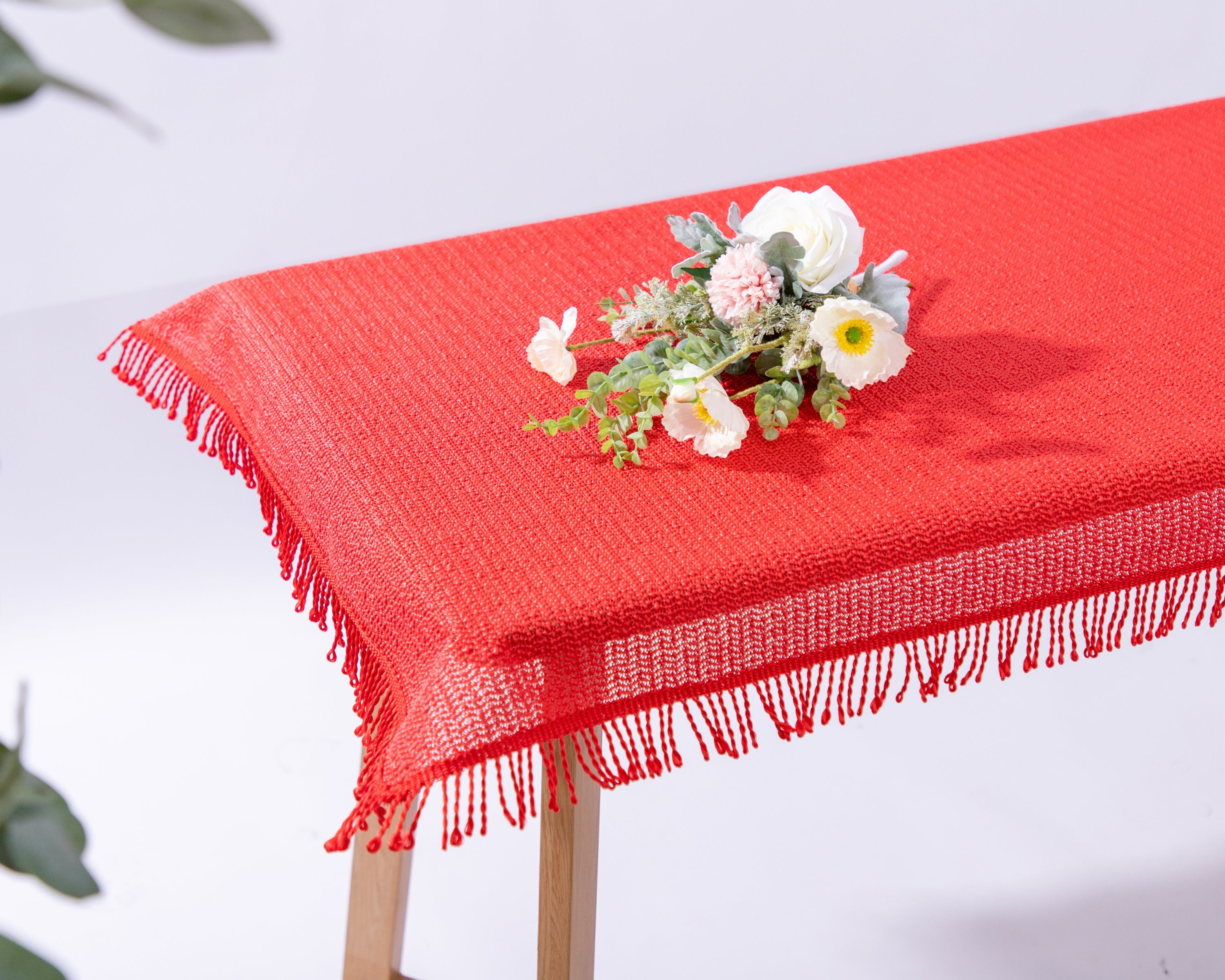TextilDepot24 Gartentischdecke rutschfest Gartentischdecke Fransen - Rot geschäumt - - mit wetterfest