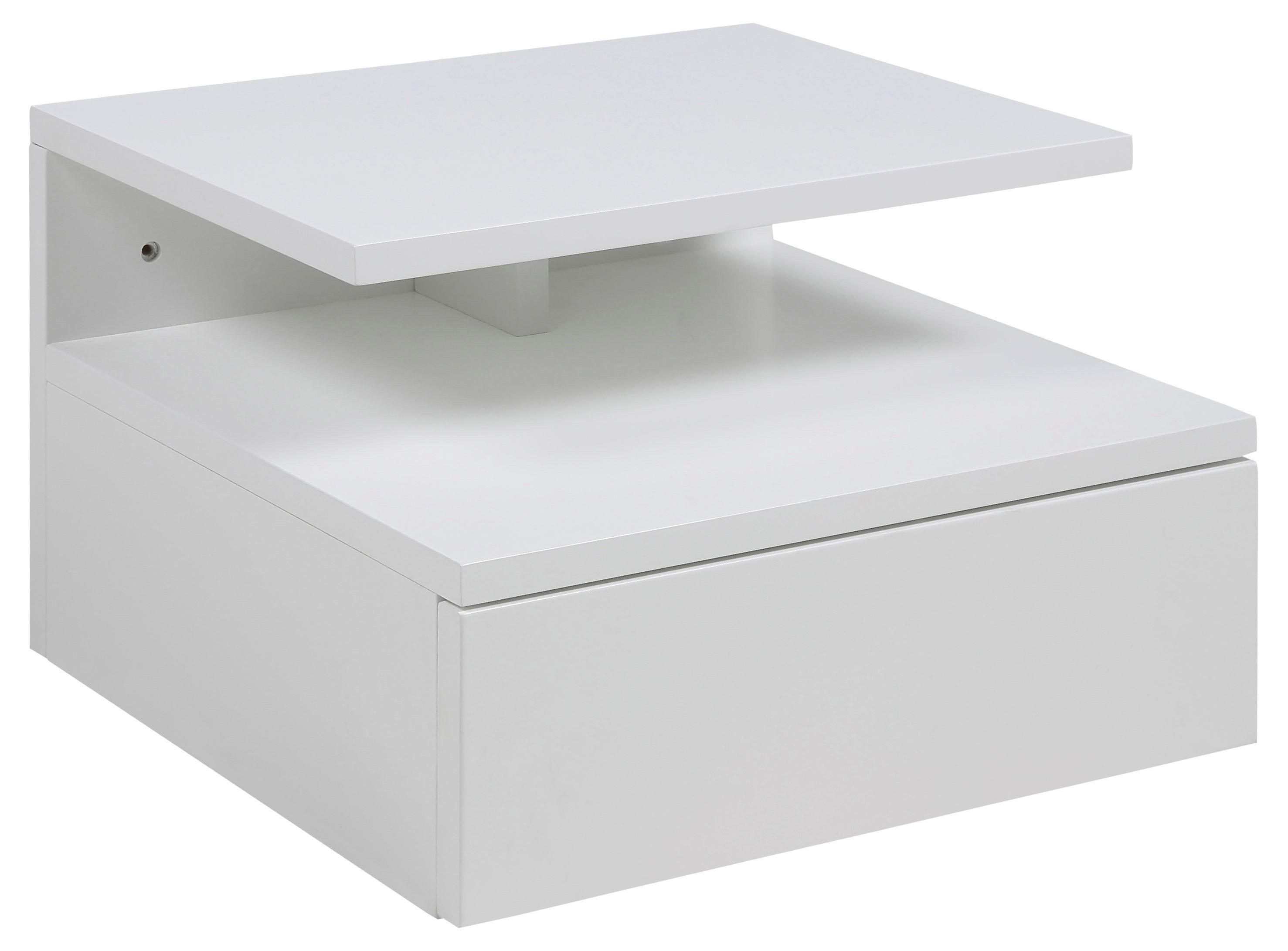 99rooms Nachttisch Kaslan (Nachtkommode, Nachttischschrank), Modern, Tischplatte, Schublade und Boden schwarz UV lackiert MDF