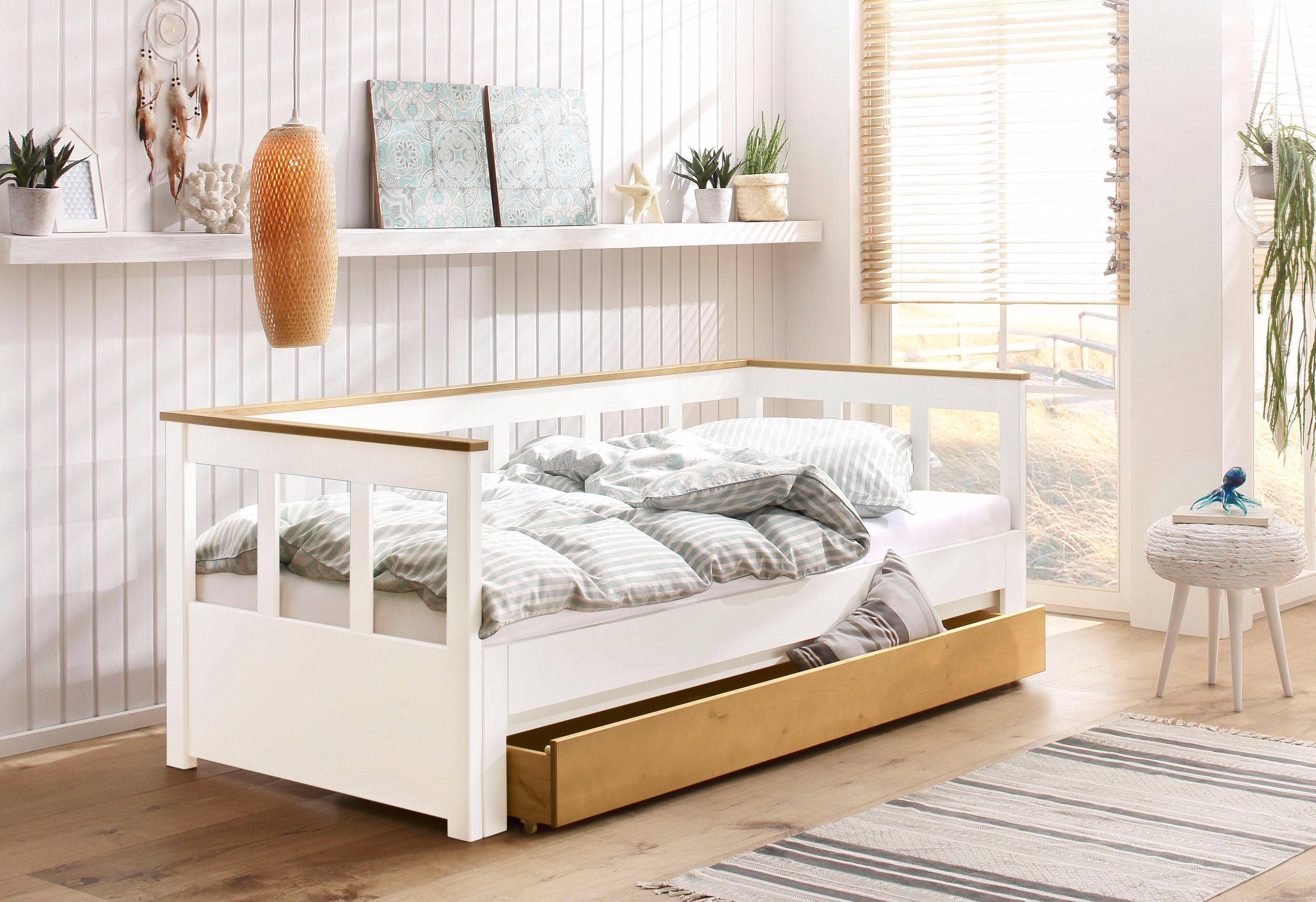 OTTO home Daybett "AIRA" Kinderbett, Gästebett, Skandi- Design, Schublade optional, mit ausziehbarer Liegefläche, ideal fürs Jugend- oder Gästezimmer