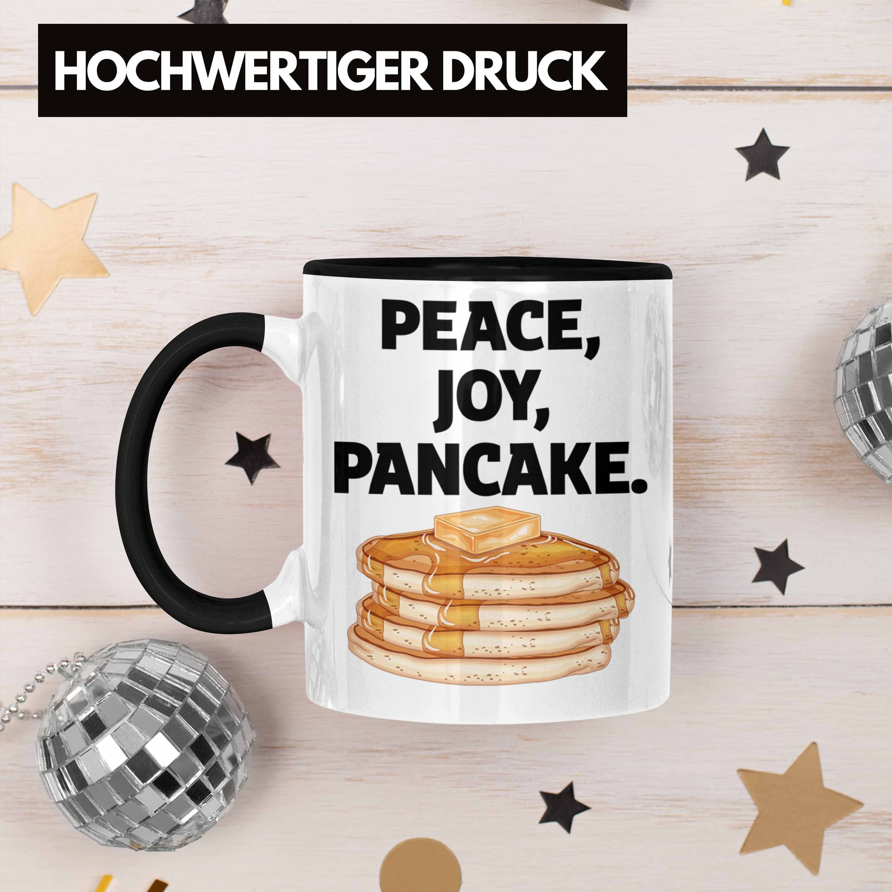 Kaffee-Becher Geschenk Eierkuchen Pancake Joy Schwarz Tasse Tasse Trendation Pfannkuchen Peace
