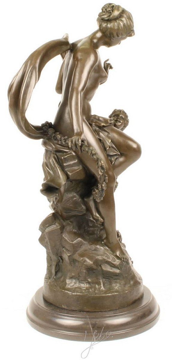 Casa Padrino Dekofigur Luxus Bronze Das / Marmorsockel Gold x Liebe 54,8 Der 24 mit H. Dekofigur / - Bronze Band x Grau cm Skulptur 30,5