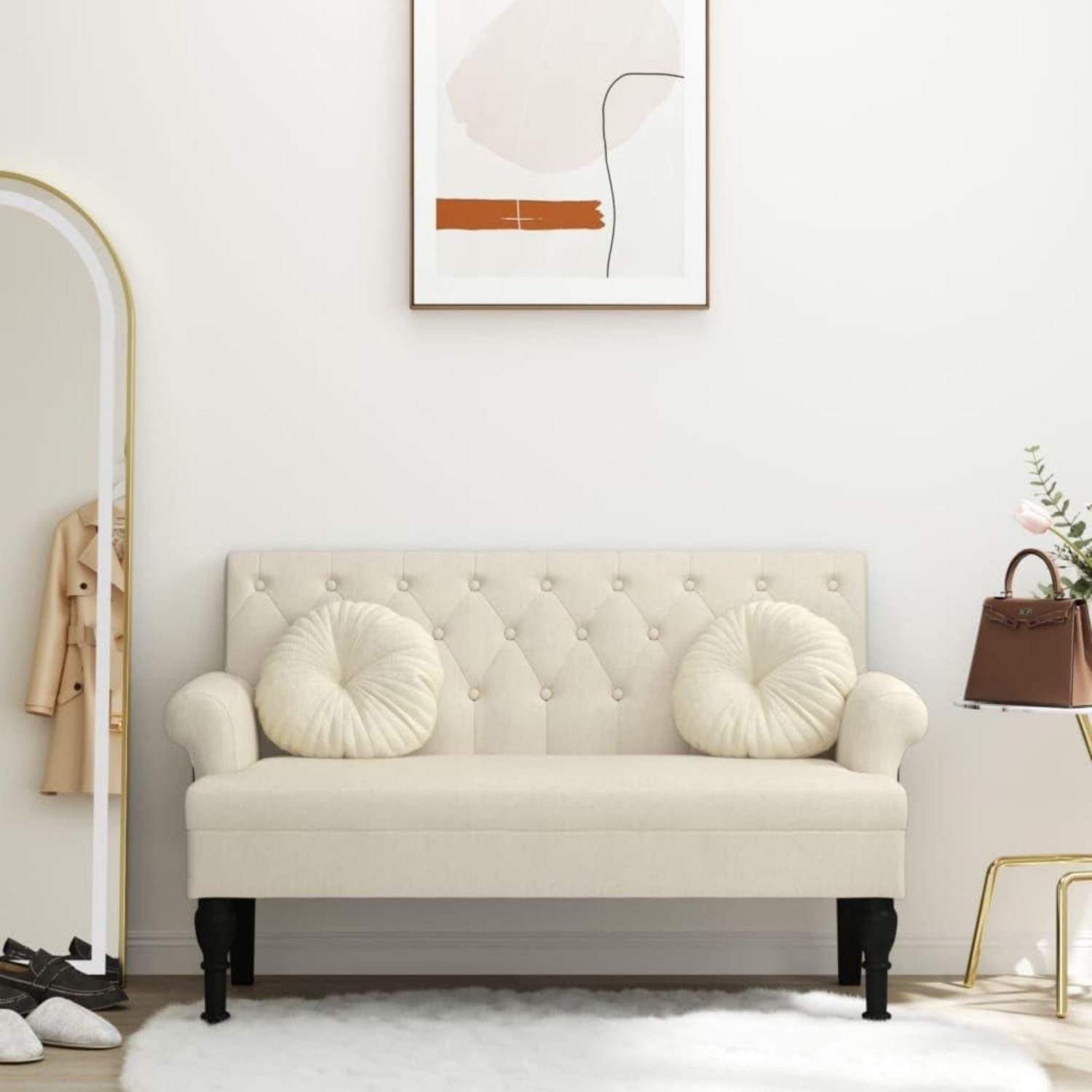 LuxusKollektion 2-Sitzer Sitzbank Rückenlehne 2 Sitzer Polstersofa 120 x 62 x 75.5 cm Leinen