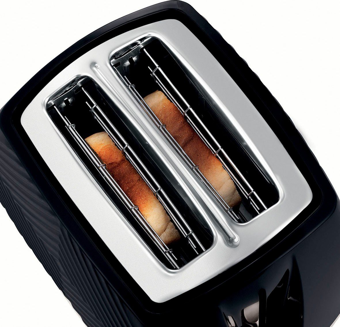 HOBBS schwarz, Toaster 850 W - Groove 26390-56, RUSSELL Brötchenaufsatz 2 Krümelschublade, Watt Schlitze, & 850