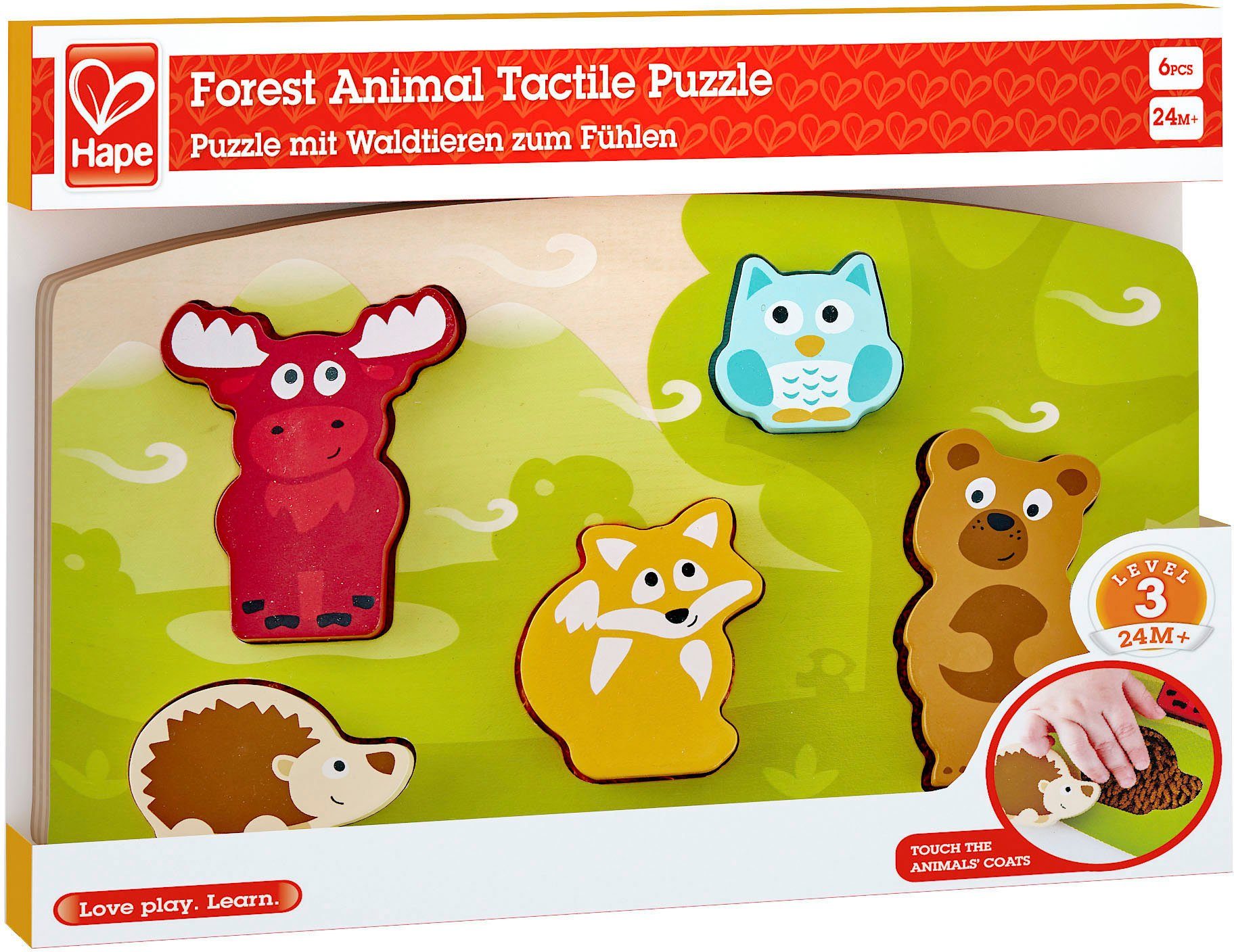weltweit Hape Wald - Steckpuzzle FSC®- Fühlpuzzle, Waldtiere Puzzleteile, 5 schützt