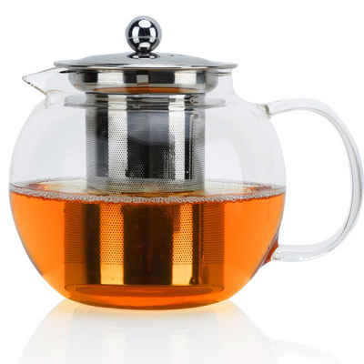 Intirilife Teekanne, 0.65 l, mit Siebeinsatz hitzebeständig geeignet für heiße und kalte Getränke