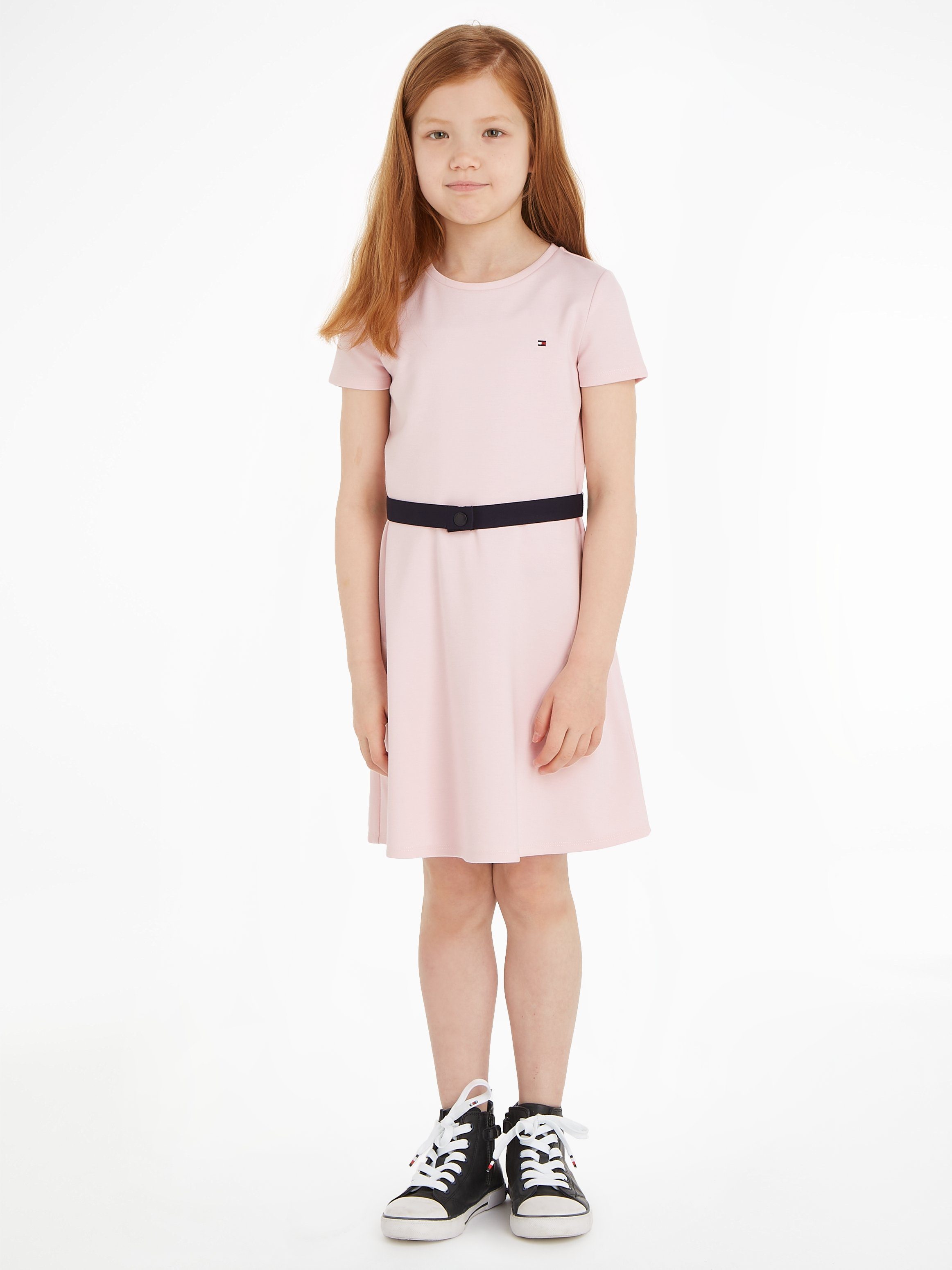 Tommy Hilfiger Jerseykleid ESSENTIAL SKATER DRESS mit Markenlabel am Bund