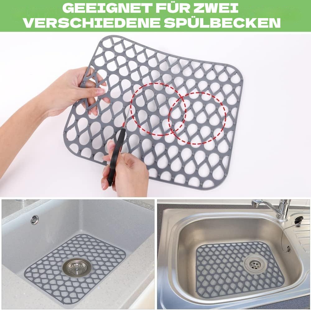 BlingBin Abtropfmatte 2PCS Spülbeckenmatte Silikonmatten für die Küchentheke Trockenpads, Trockenpads für die Küchentheke Waschbecken Matte Besteck