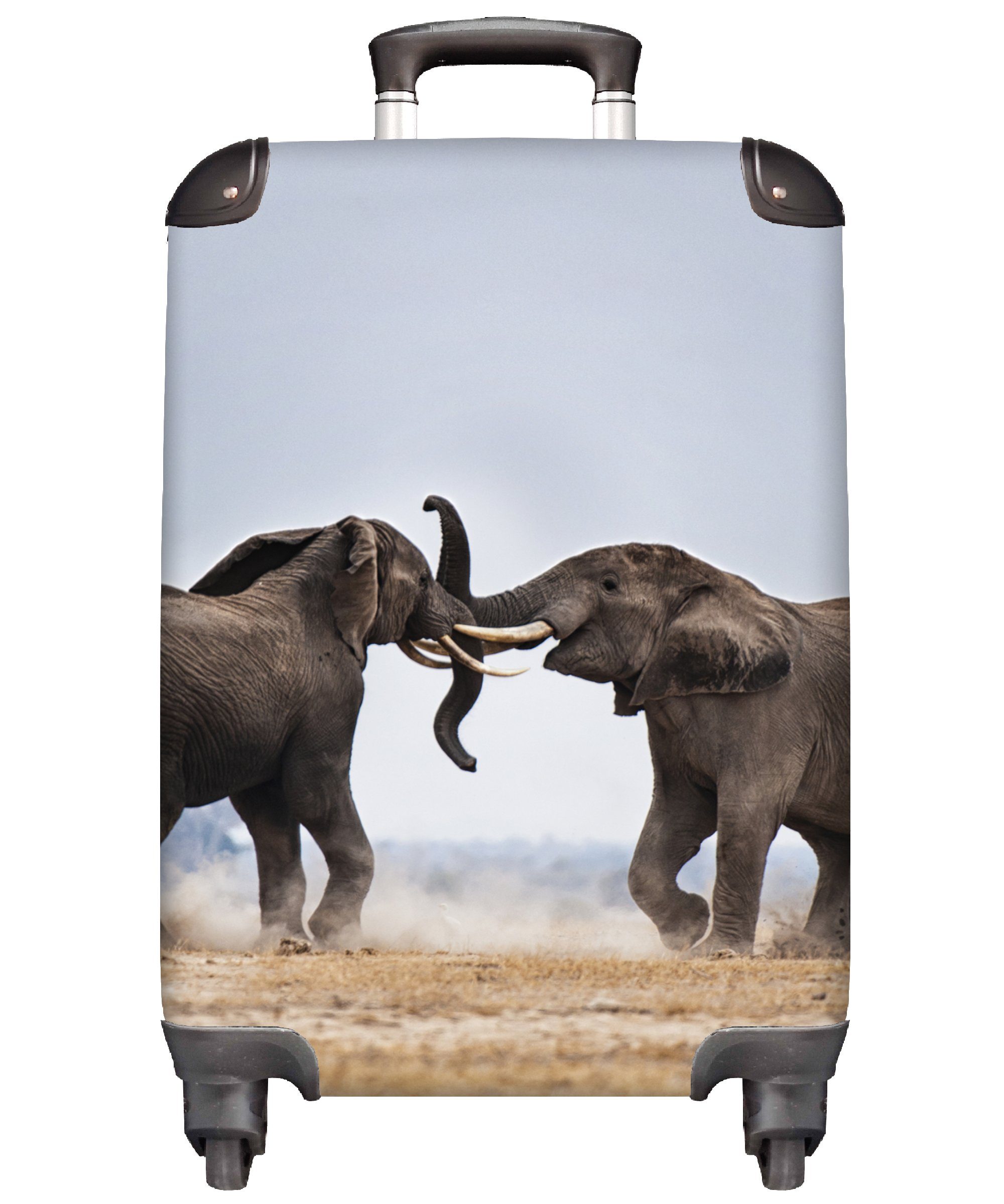 MuchoWow Handgepäckkoffer Elefant - Tiere - Flachland - Natur, 4 Rollen, Reisetasche mit rollen, Handgepäck für Ferien, Trolley, Reisekoffer