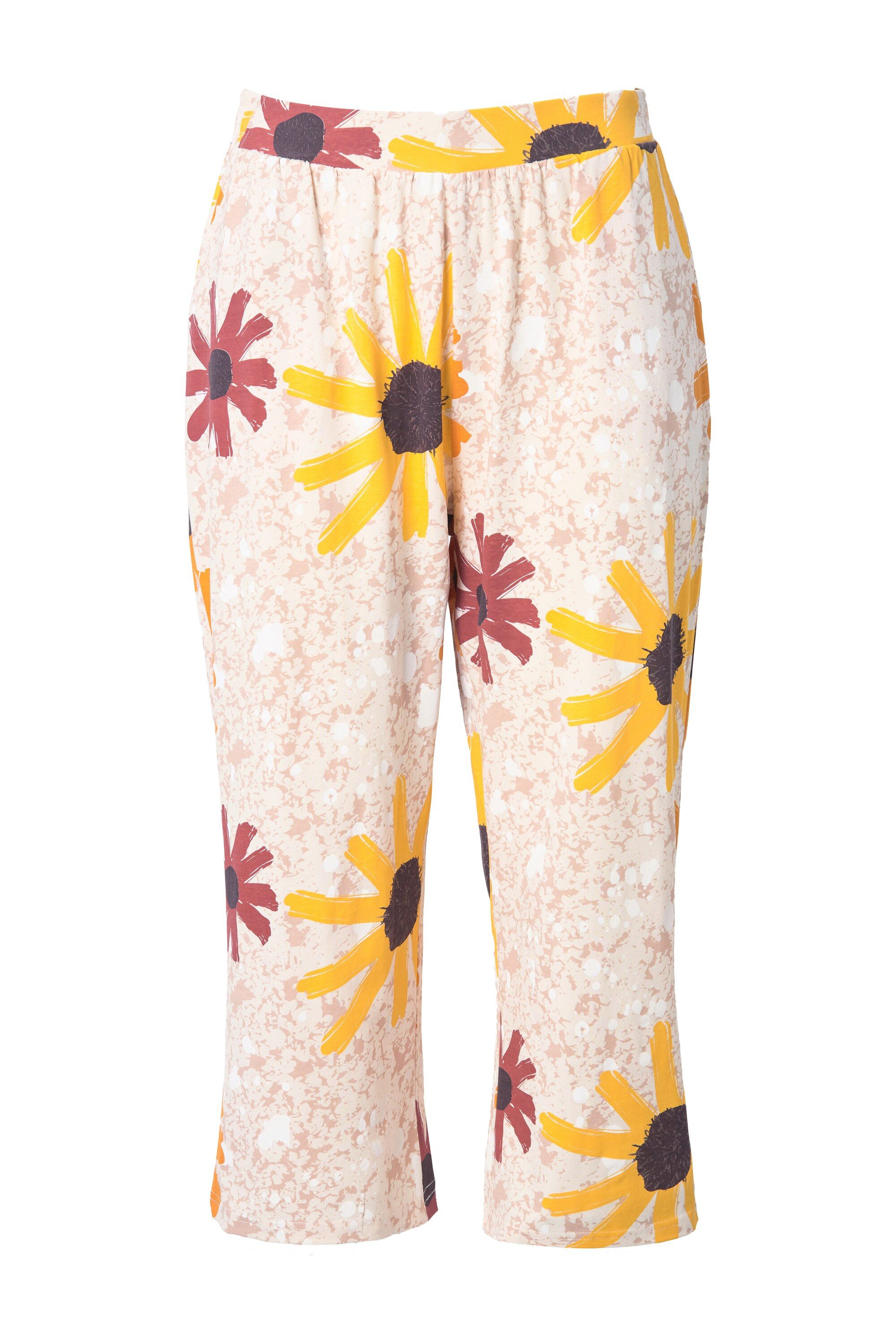 Ulla Popken Culotte Jersey-Culotte Sonnenblumen Komfortbund günstig online kaufen