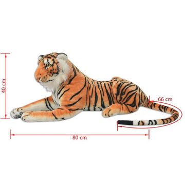 vidaXL Kuscheltier Tiger liegend Plüschtier Stofftier Kuscheltier Braun XXL