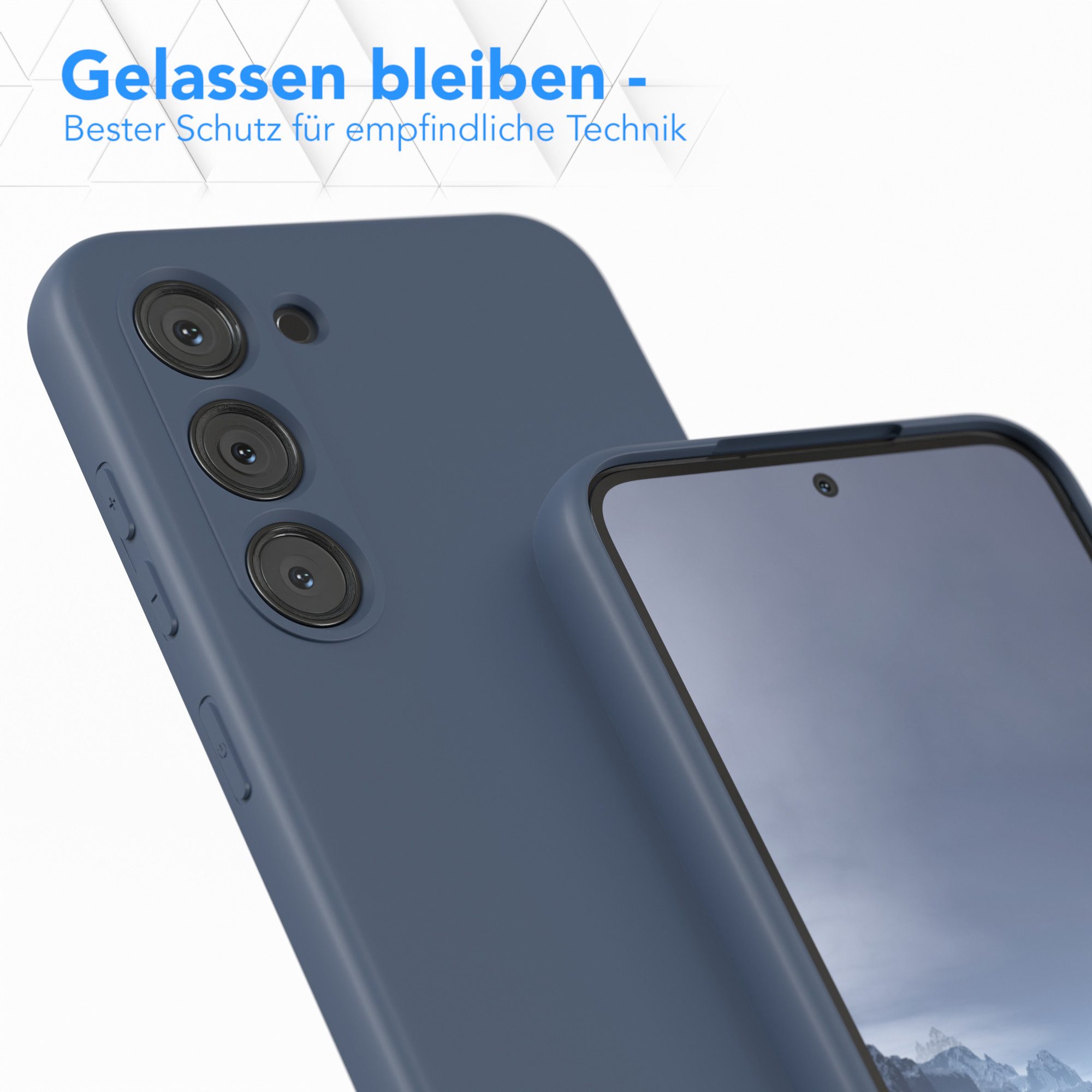 EAZY CASE Handyhülle für Samsung Galaxy S23 Hülle Silikon 6,1 Zoll, Handy Softcase mattierte Silikonhülle Back Cover Soft Blau / Petrol – Bild 4 von 5