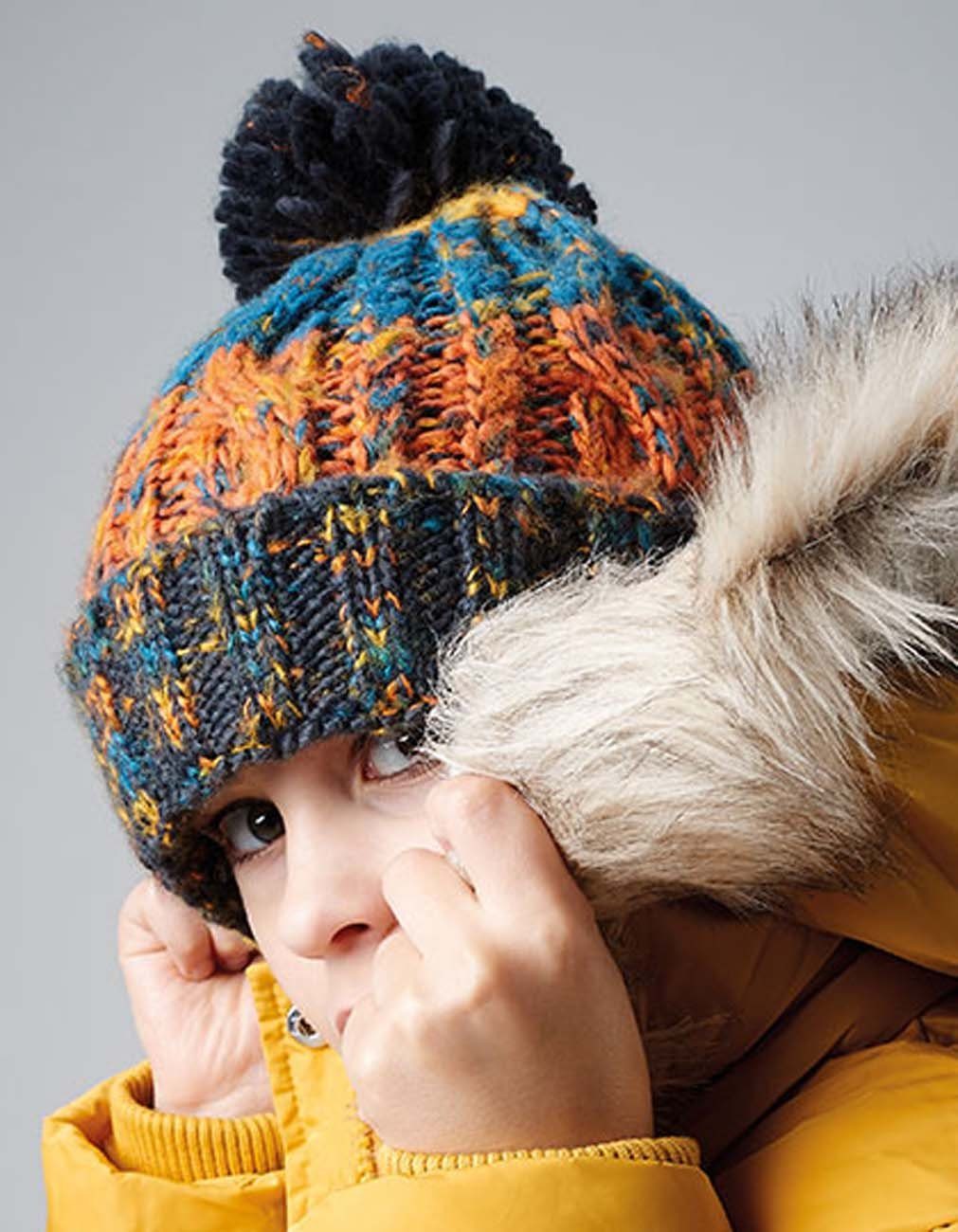 Beechfield® Bommelmütze Kinder Wintermütze Mütze Strickmütze für Mädchen u. Jungen Hochwertiges Thermalband