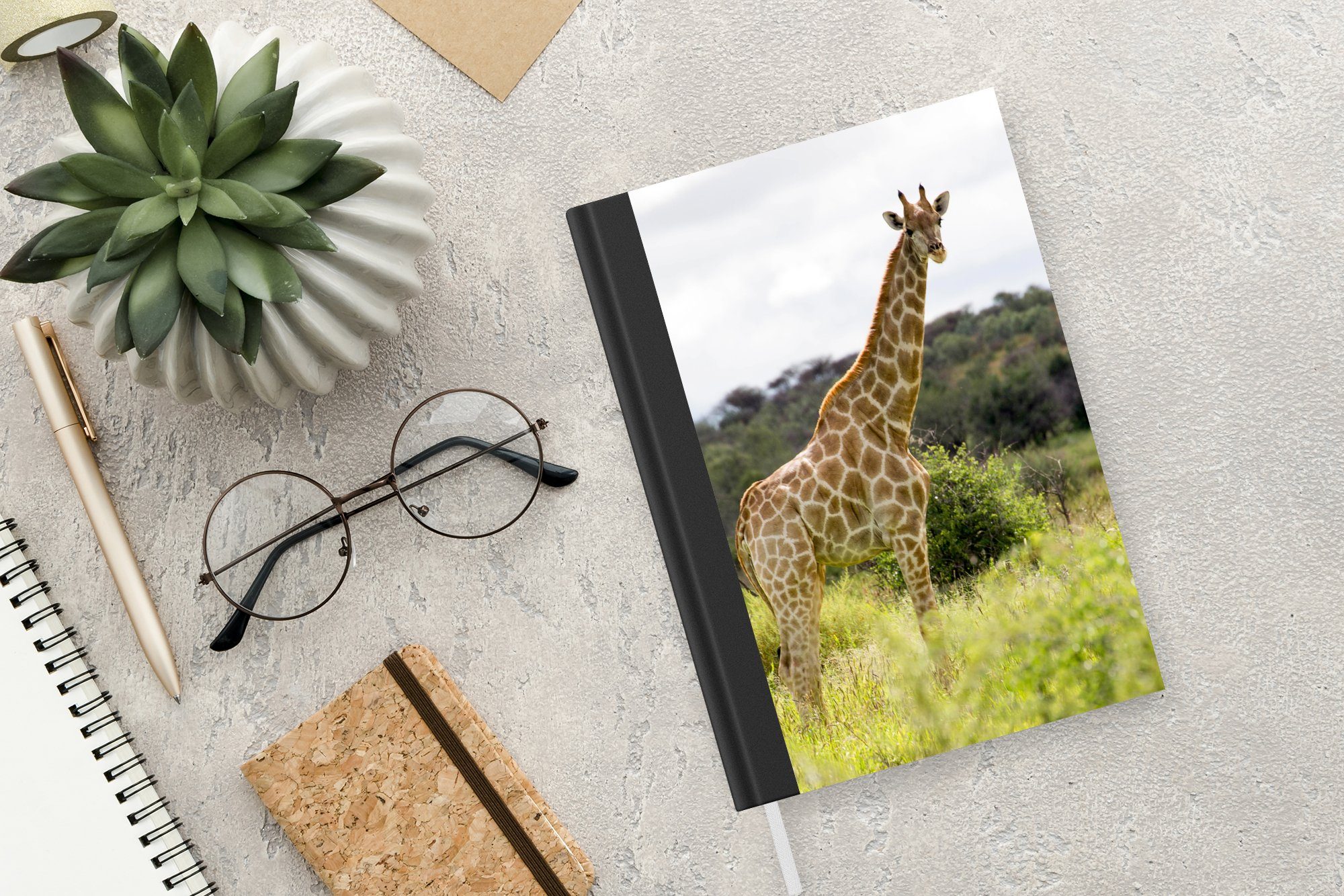 Pflanzen Merkzettel, Journal, Tier, Seiten, Haushaltsbuch Notizheft, 98 Tagebuch, Notizbuch - - A5, MuchoWow Giraffe
