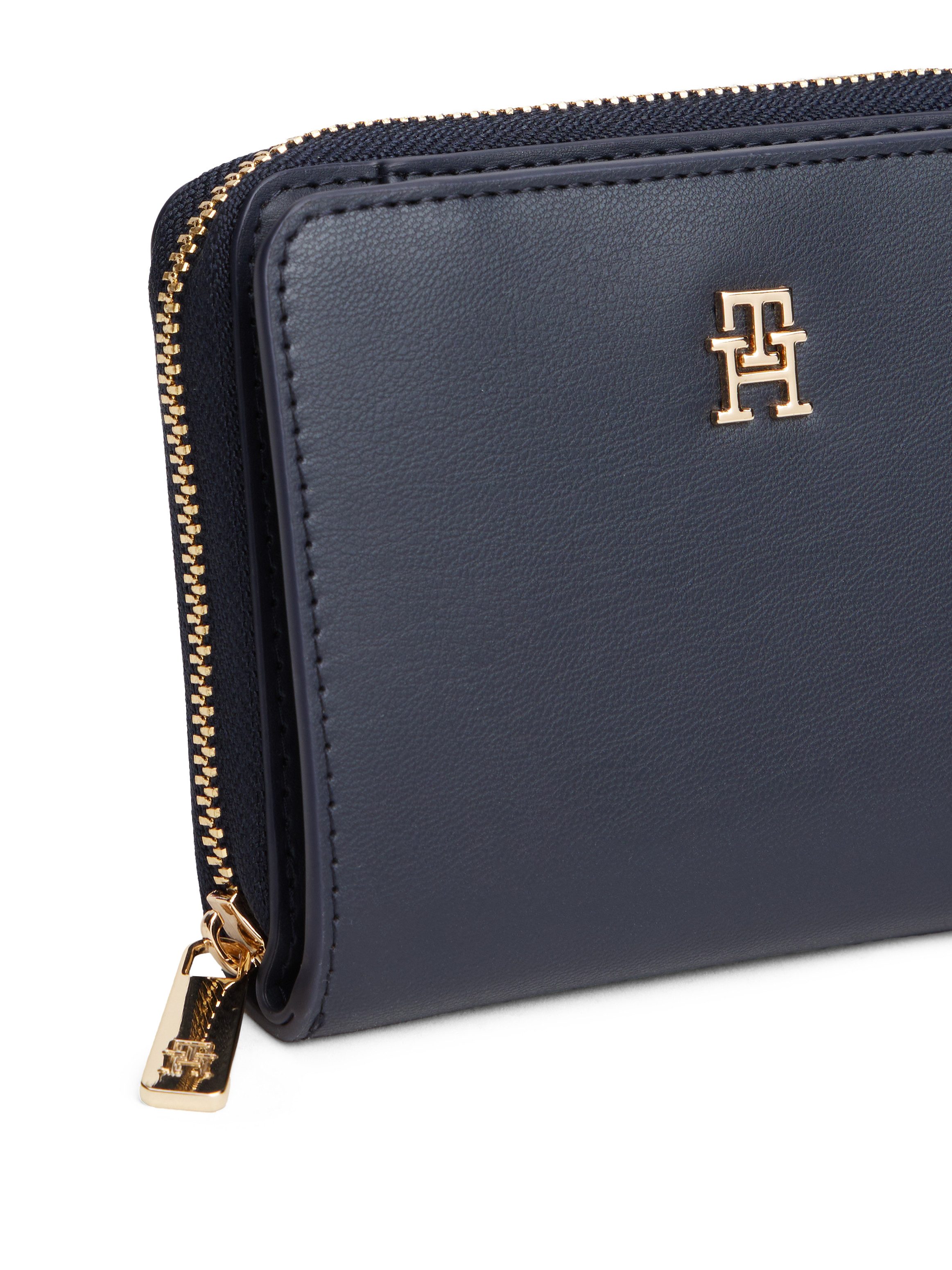 Tommy Hilfiger Geldbörse TH ICON MED ZA FLAP, Damen Geldbeutel, Portemonnai mit edlem TH-Logoemblem
