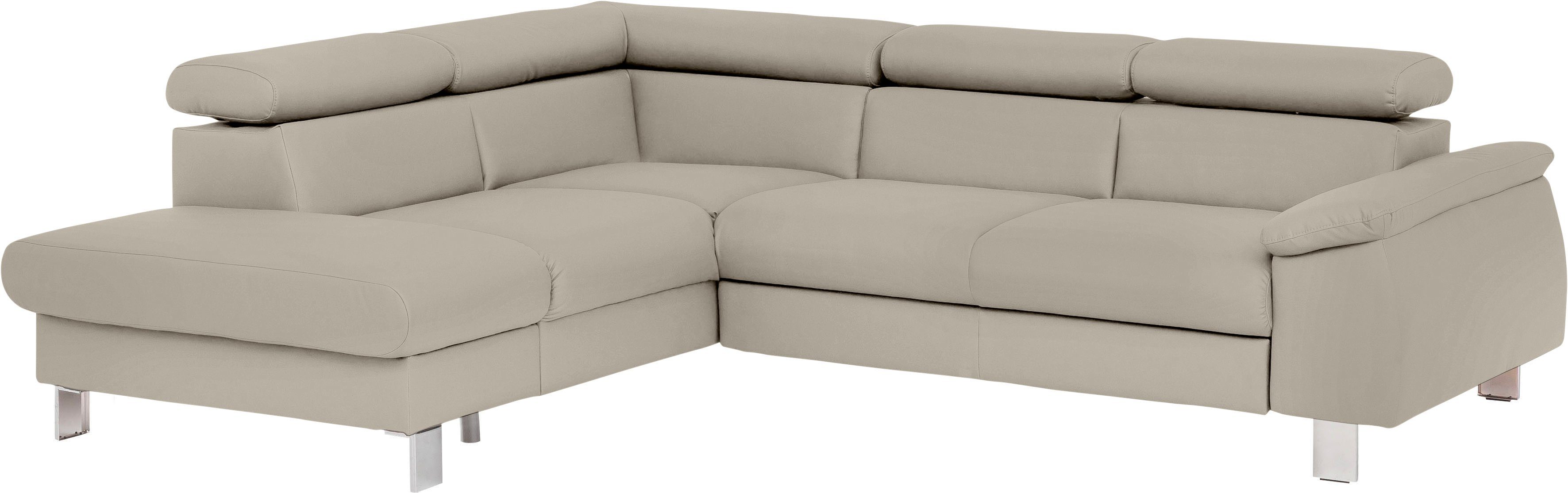 COTTA Ecksofa Komaris L-Form, B: 249 cm, mit Kopfteilverstellung, optional Bettfunktion, Bettkasten & Licht