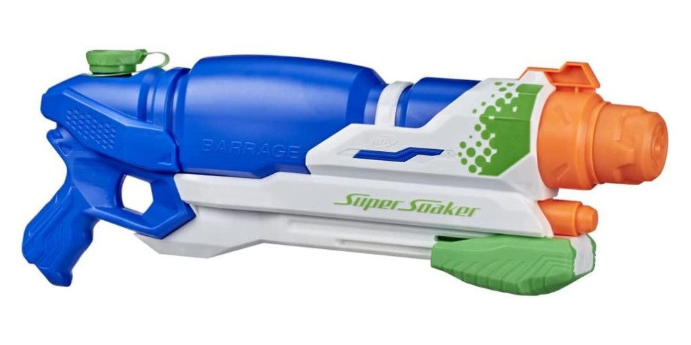 Nerf Wasserpistole Super Soaker Barrage (riesiger 2,4L Wassertank einfaches Auffüllen, drei Spritzmodi bis zu 11,5 Meter Reichweite)