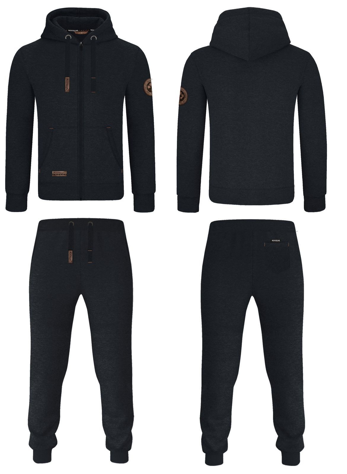 MOOSELINE Jogginganzug Herren Schwarz - Lederpatch günstig online kaufen